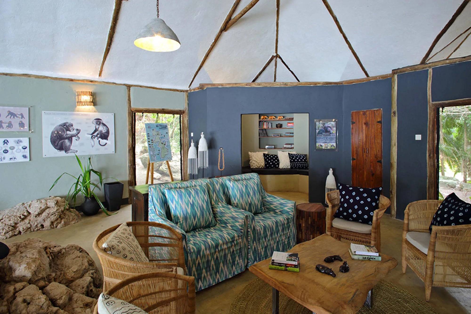 Rubondo Island Camp - The nest information center about the chimps on the island at Rubondo Island Camp, Lake Victoria, Ta...