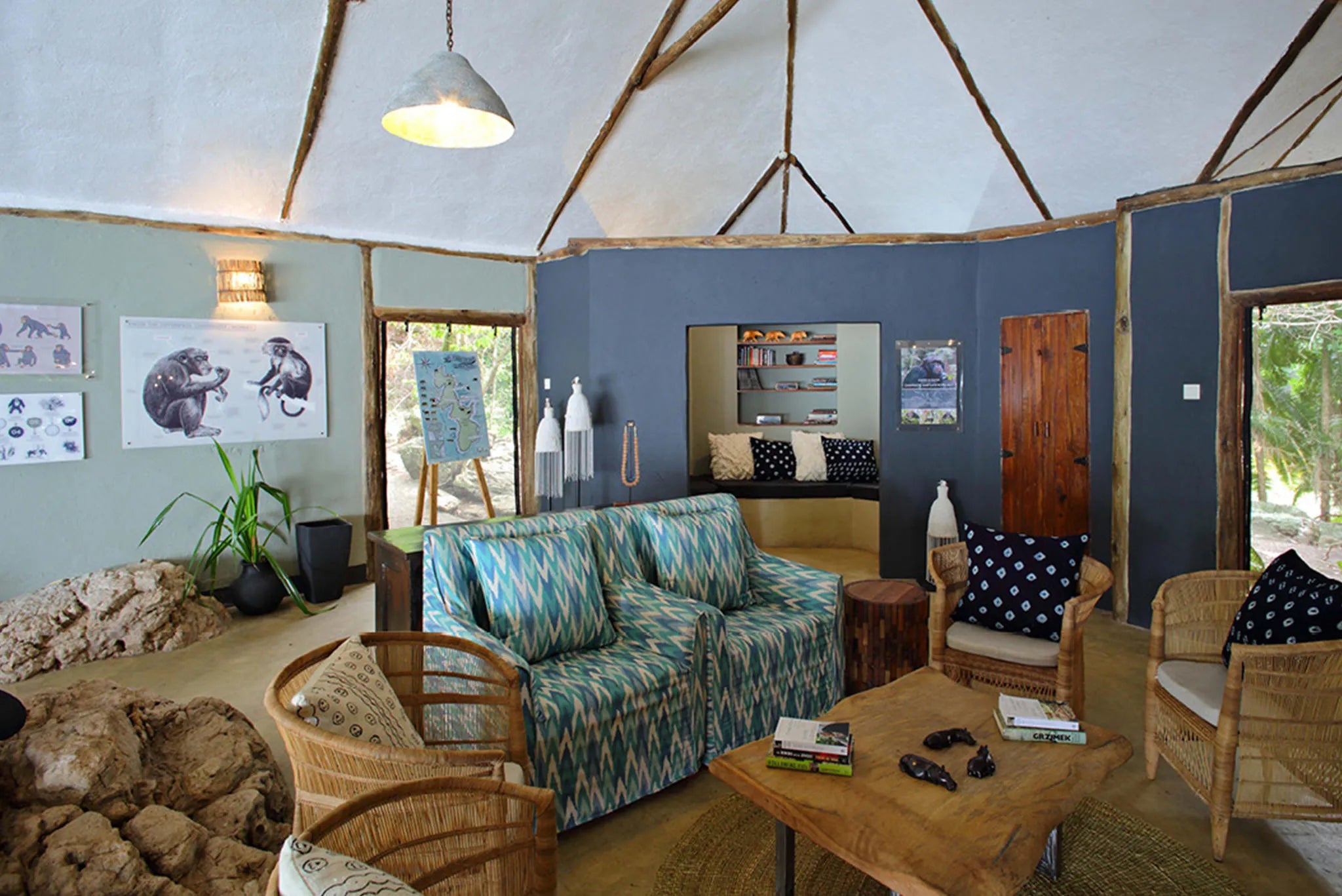 Rubondo Island Camp - The nest information center about the chimps on the island at Rubondo Island Camp, Lake Victoria, Ta...