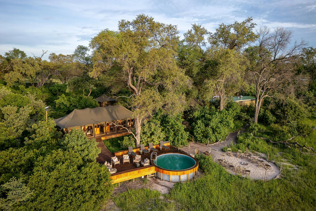 Karangoma - camp (main area aerial) at Karangoma, Okavango Delta, Botswana.
