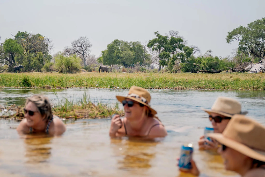 Karangoma - activity (Spillway swim) at Karangoma, Okavango Delta, Botswana.