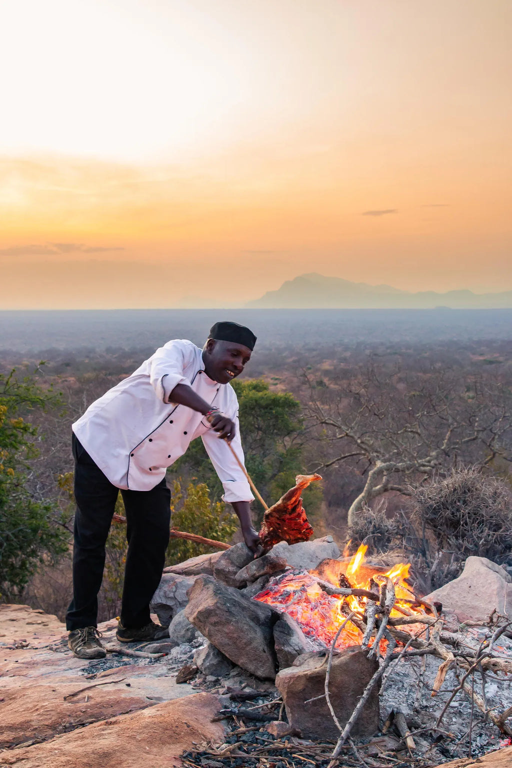 Kipalo Hills, fire pit, sundowner at Kipalo Hills, Tsavo West National Park, Kenya.