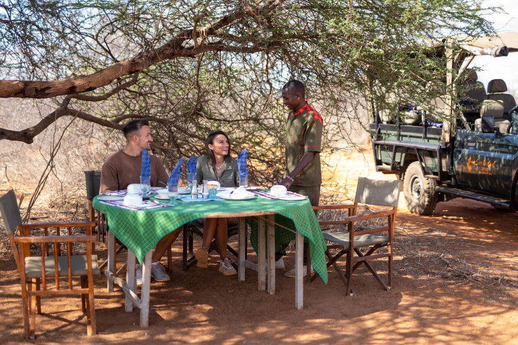Kipalo Hills, Bush Breakfast at Kipalo Hills, Tsavo West National Park, Kenya.