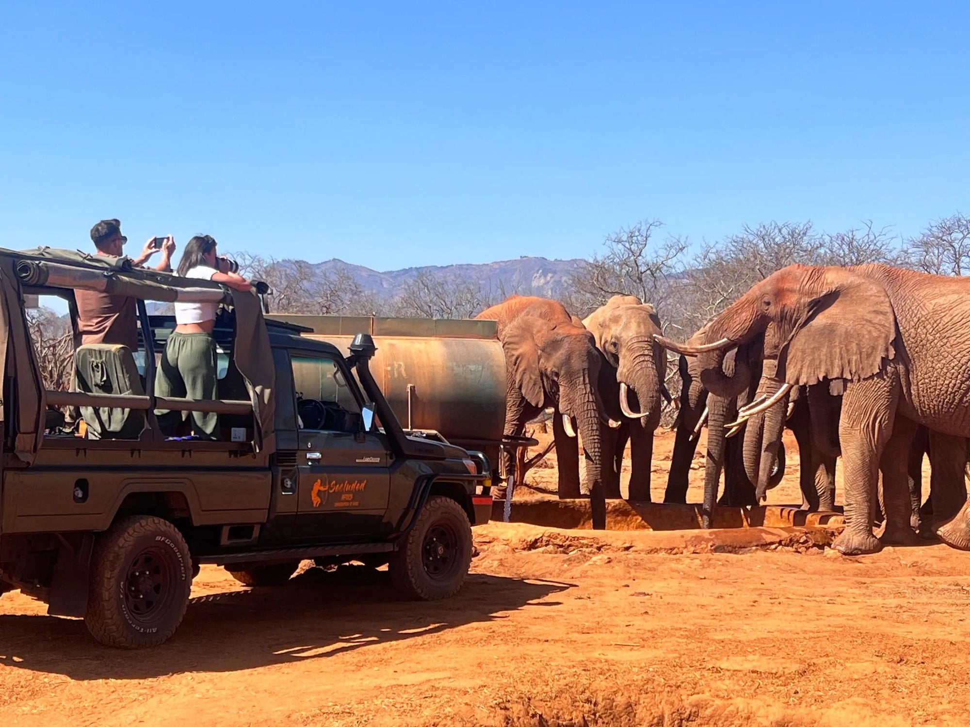 Kipalo Hills, Waterhole, Mbulia Conservancy at Kipalo Hills, Tsavo West National Park, Kenya.