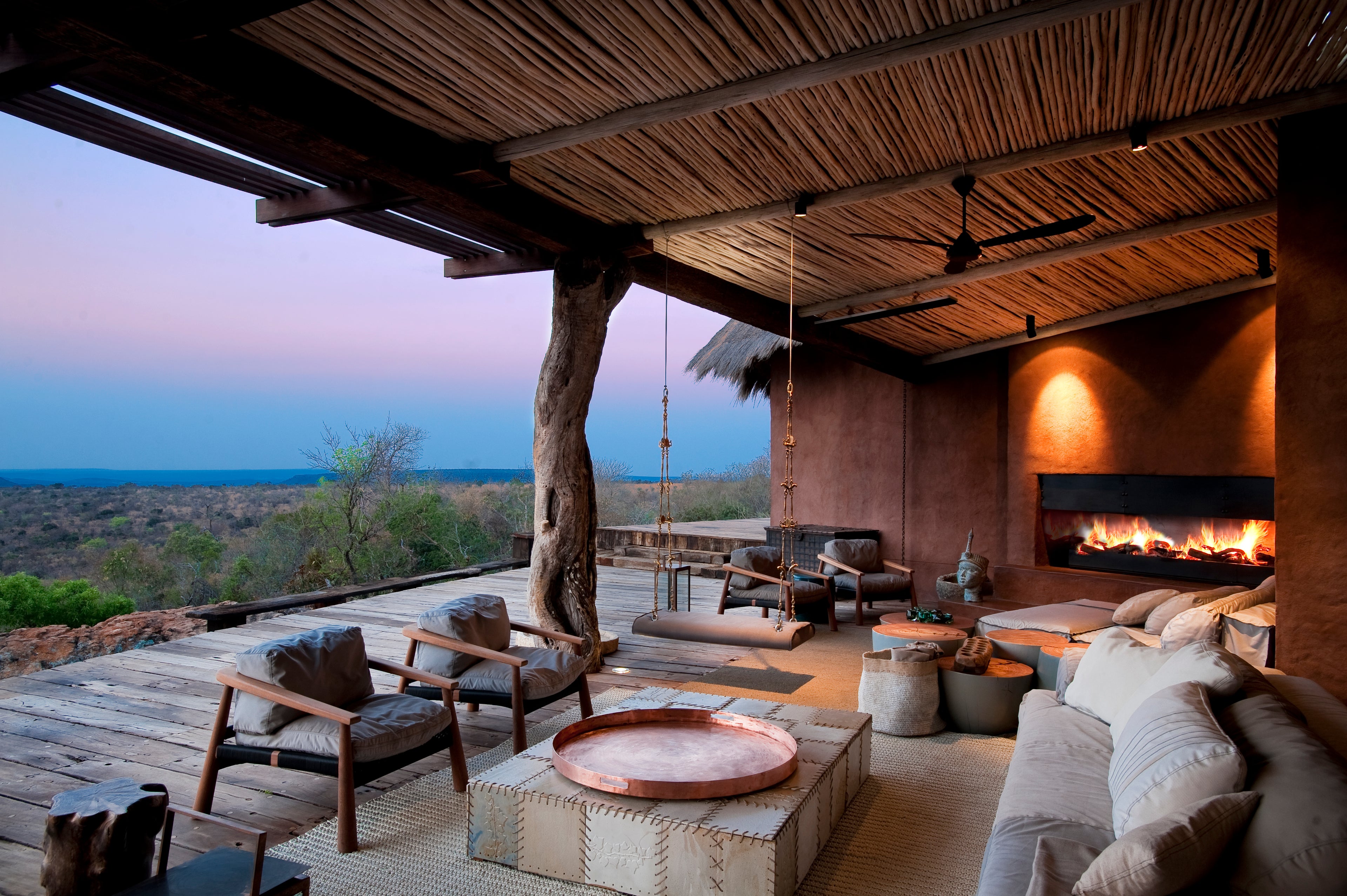 Chillout area with 2 metre fireplace