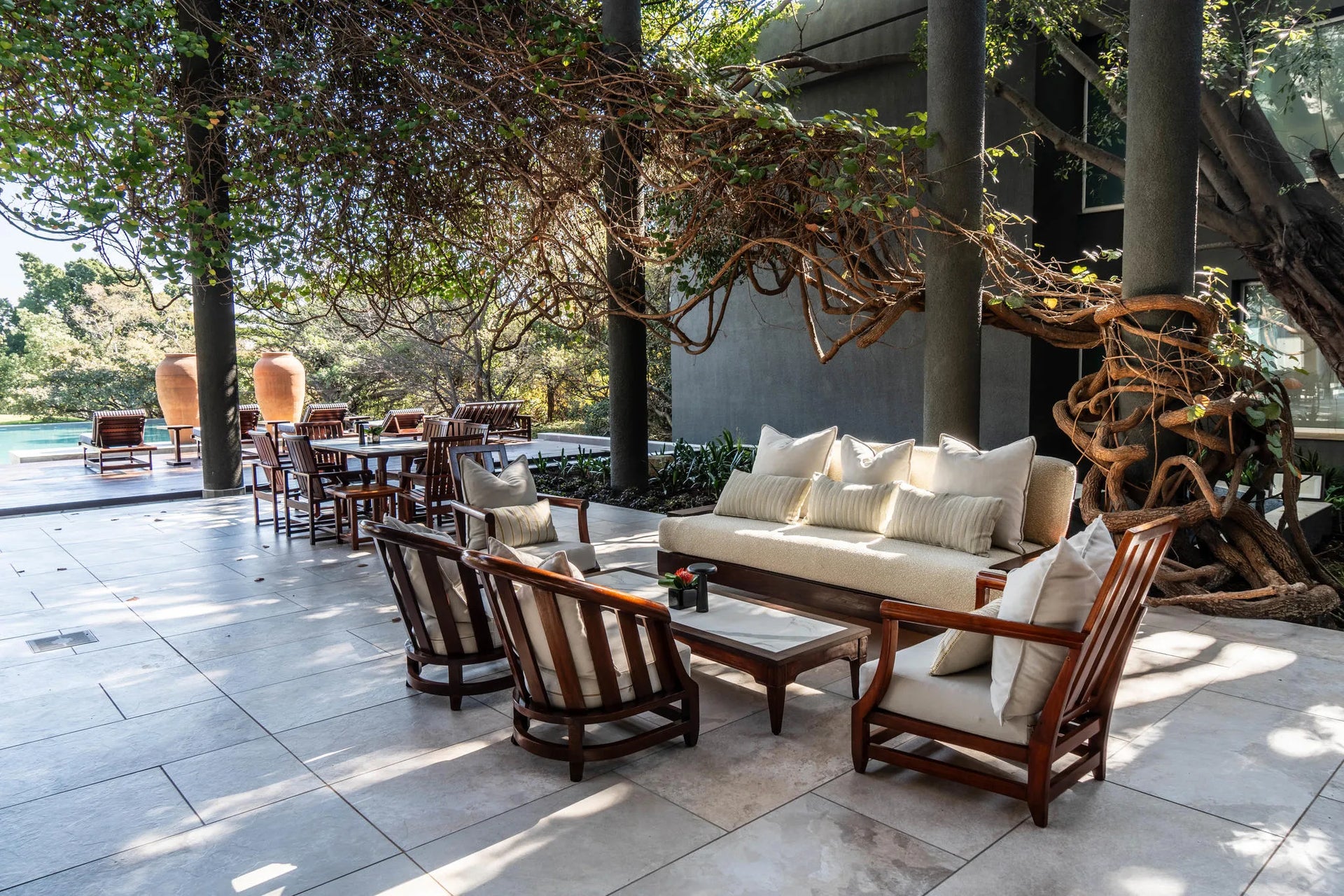 The Terrace at Saxon Hotel Villas & Spa, Johannesburg, South Africa.