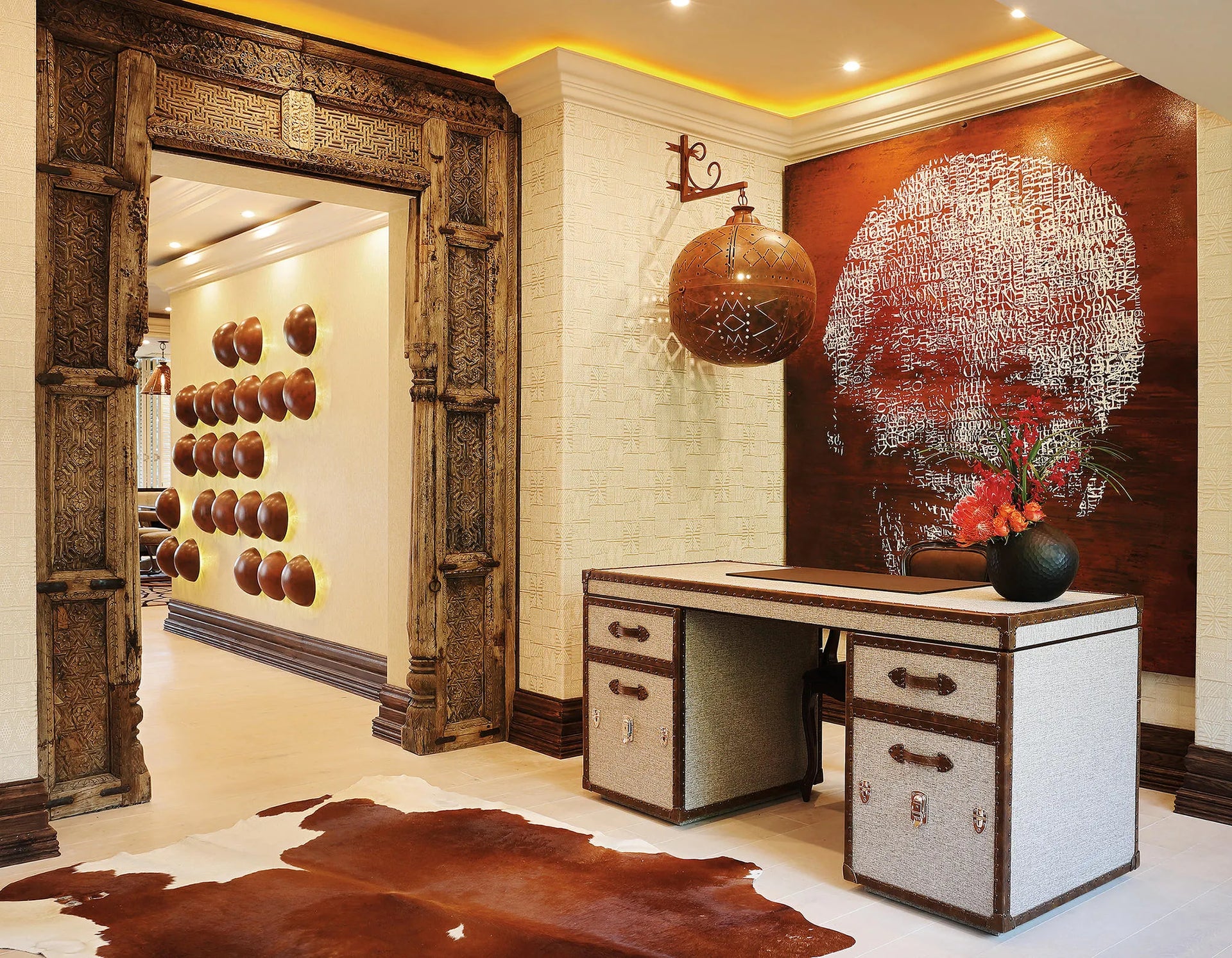 Nelson Mandela Platinum Suite work space at Saxon Hotel Villas & Spa, Johannesburg, South Africa.