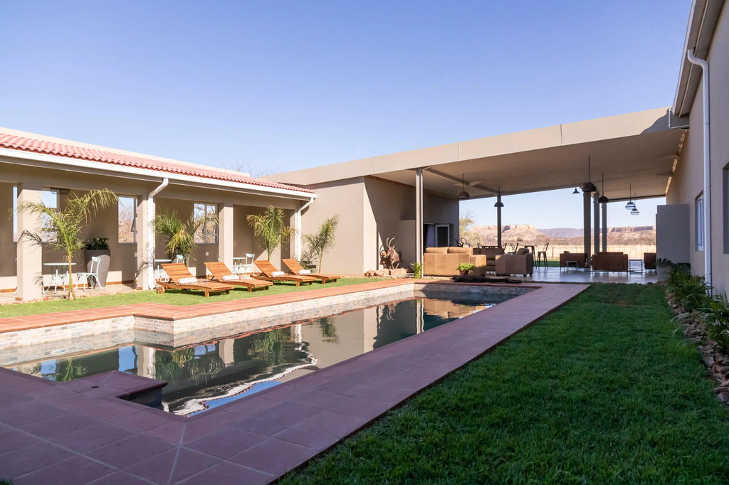Pool & Verandah at Ugab Game Farm & Lodge, Twyfelfontein, Namibia.