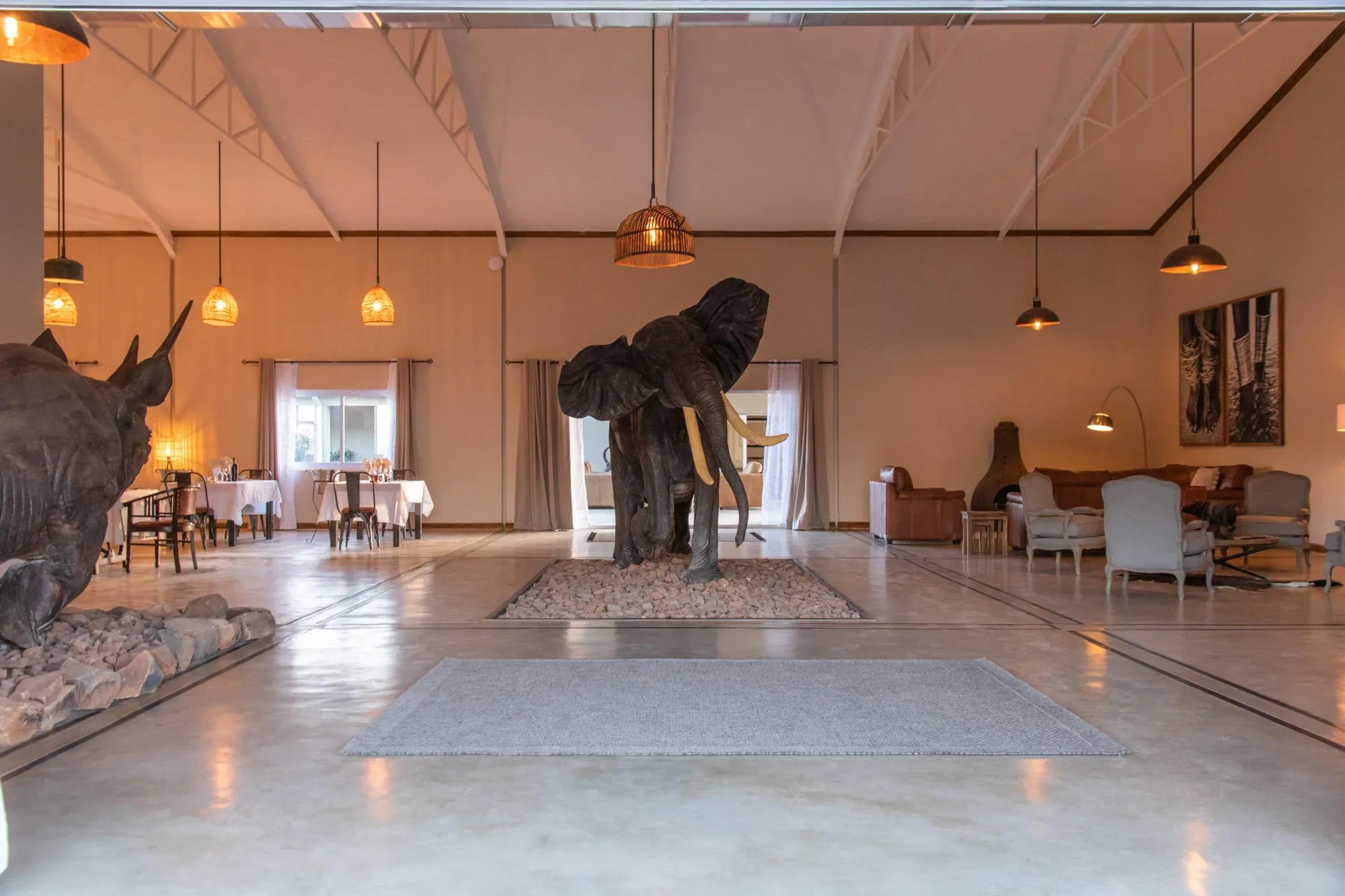 Lodge Entrance & Dinning Area at Ugab Game Farm & Lodge, Twyfelfontein, Namibia.