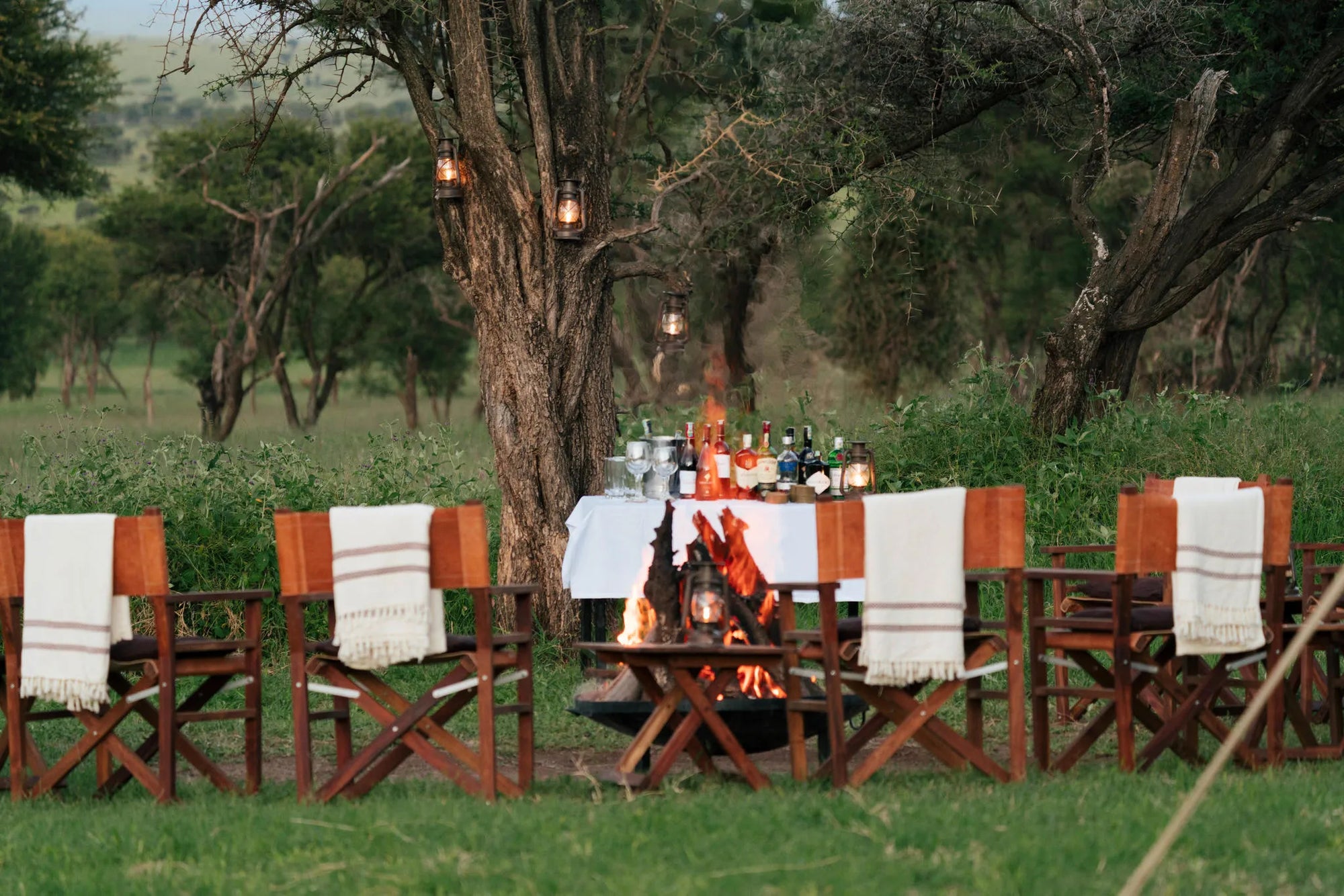 Fire place at Awali Serengeti Camp, Central Serengeti, Tanzania.