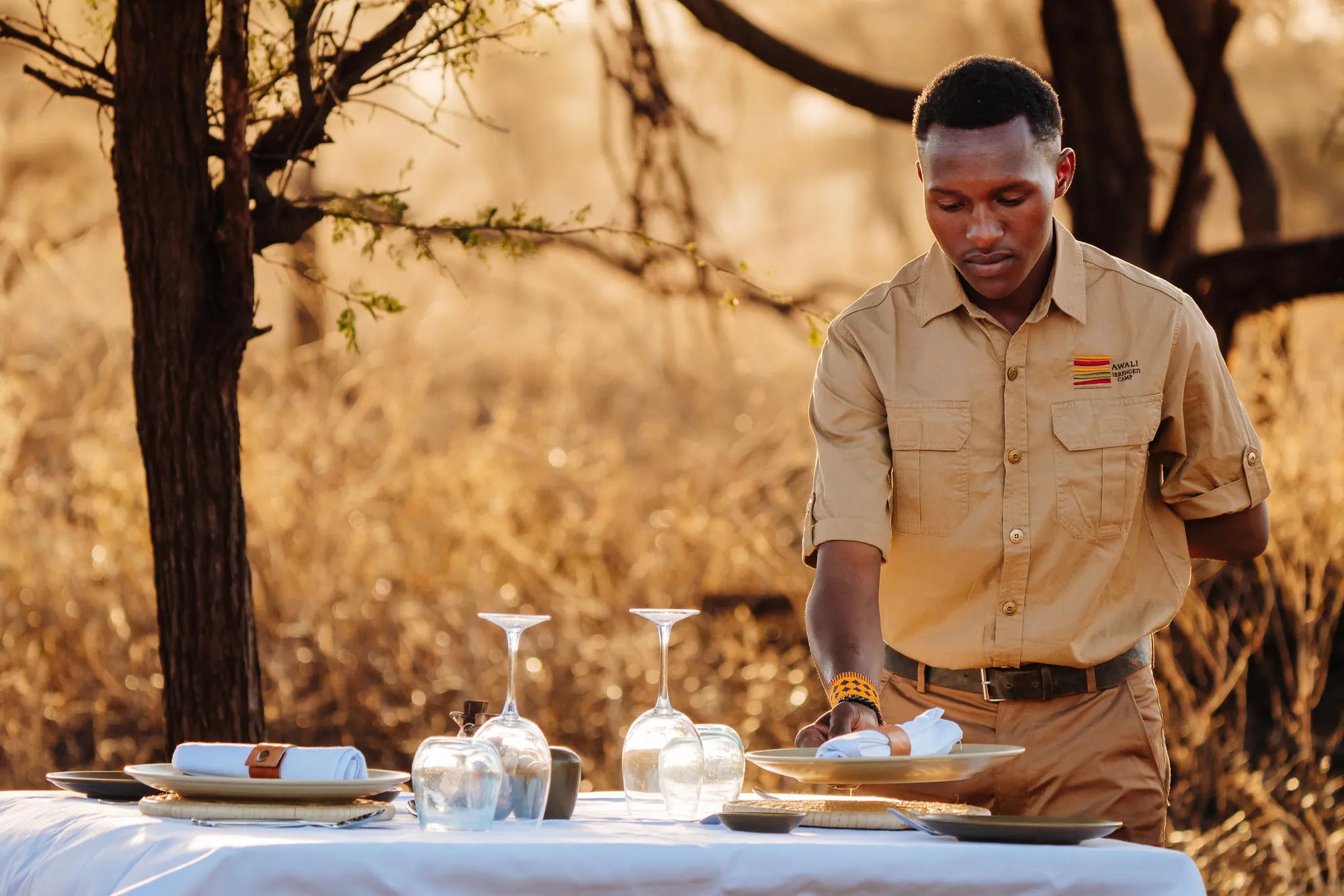 Dining at Awali Serengeti Camp, Central Serengeti, Tanzania.