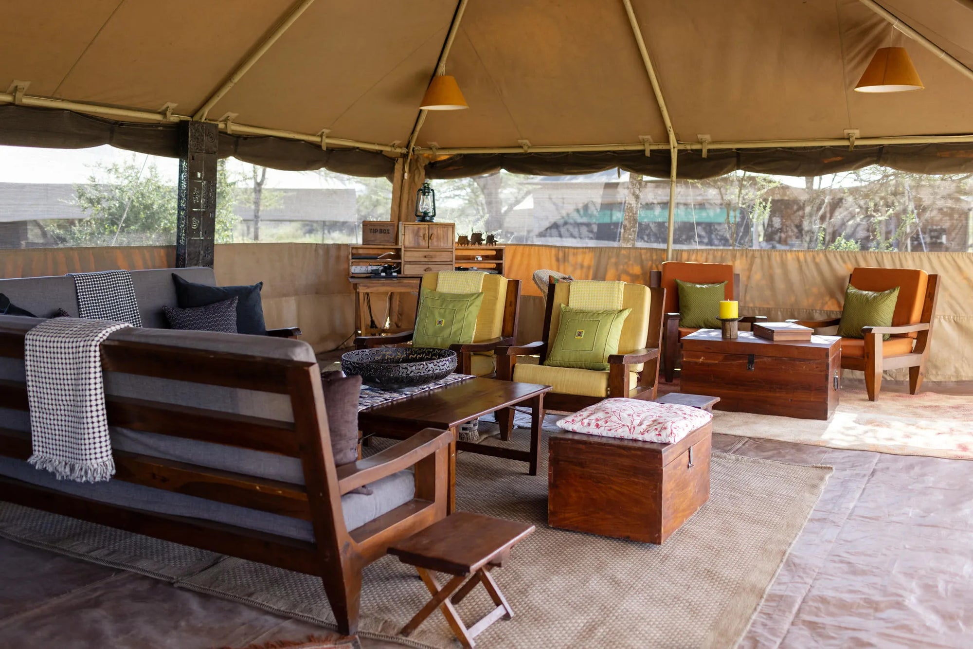 Ndutu Wilderness Camp Lounge Tent at Ndutu Wilderness Camp, Ndutu, Tanzania.