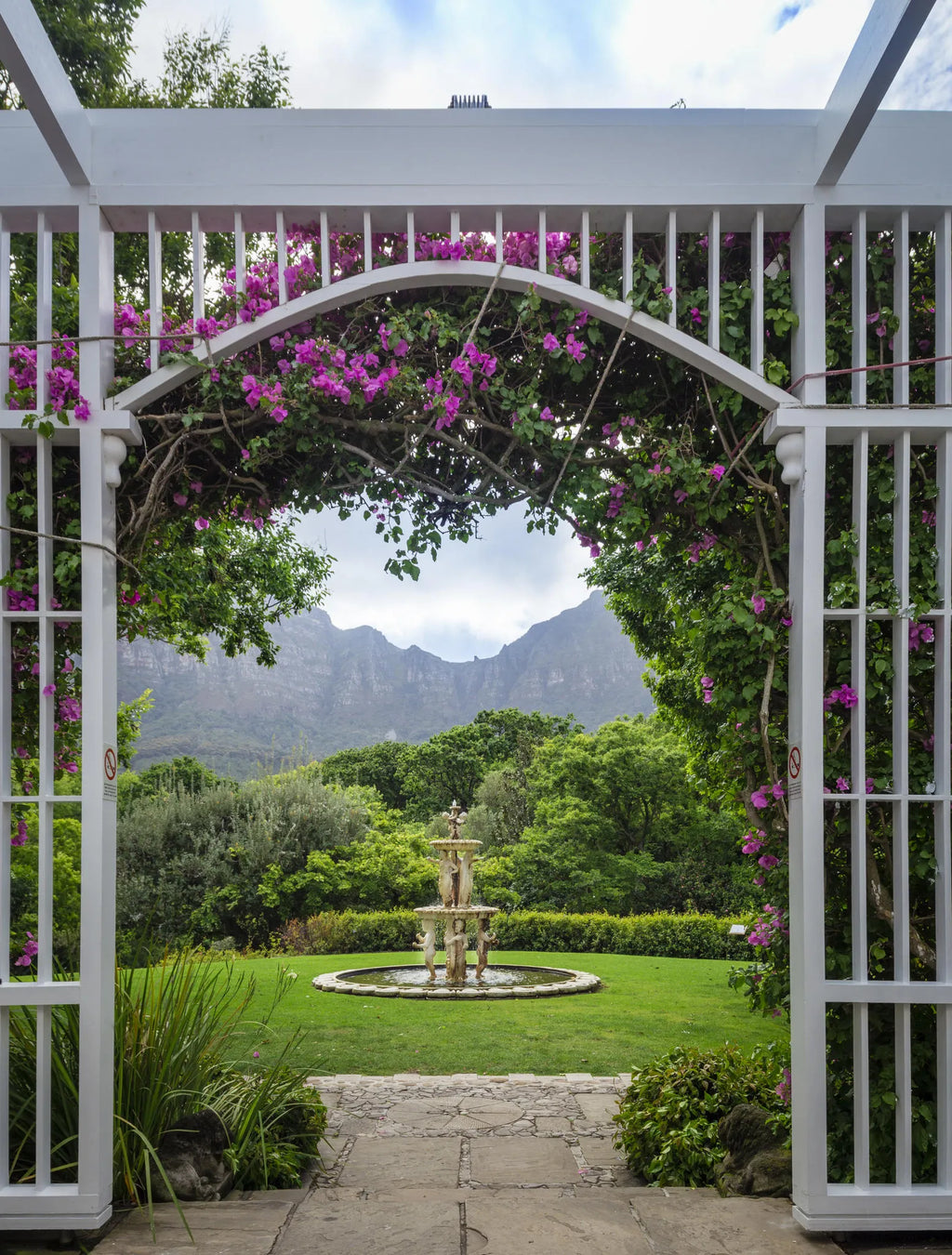 Gardens with Fountain at Vineyard Hotel, Cape Town, South Africa.