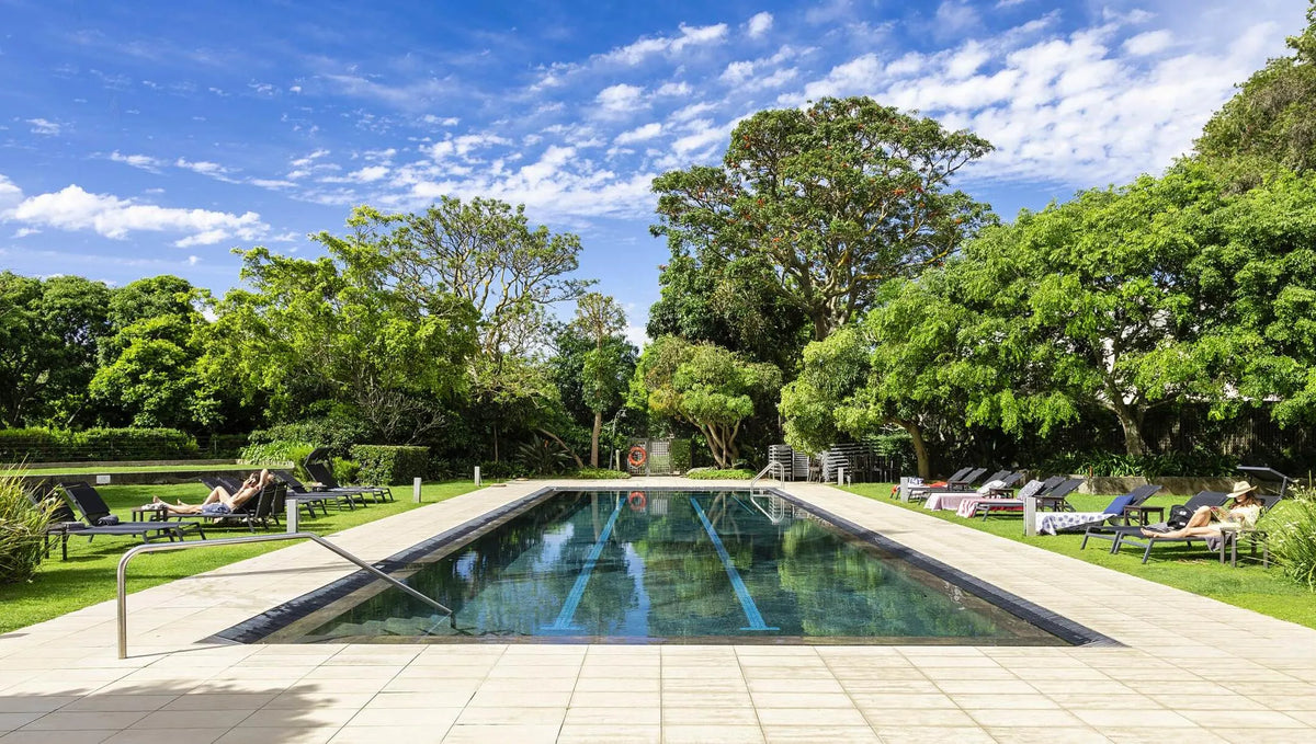 Swimming pool at Vineyard Hotel, Cape Town, South Africa.