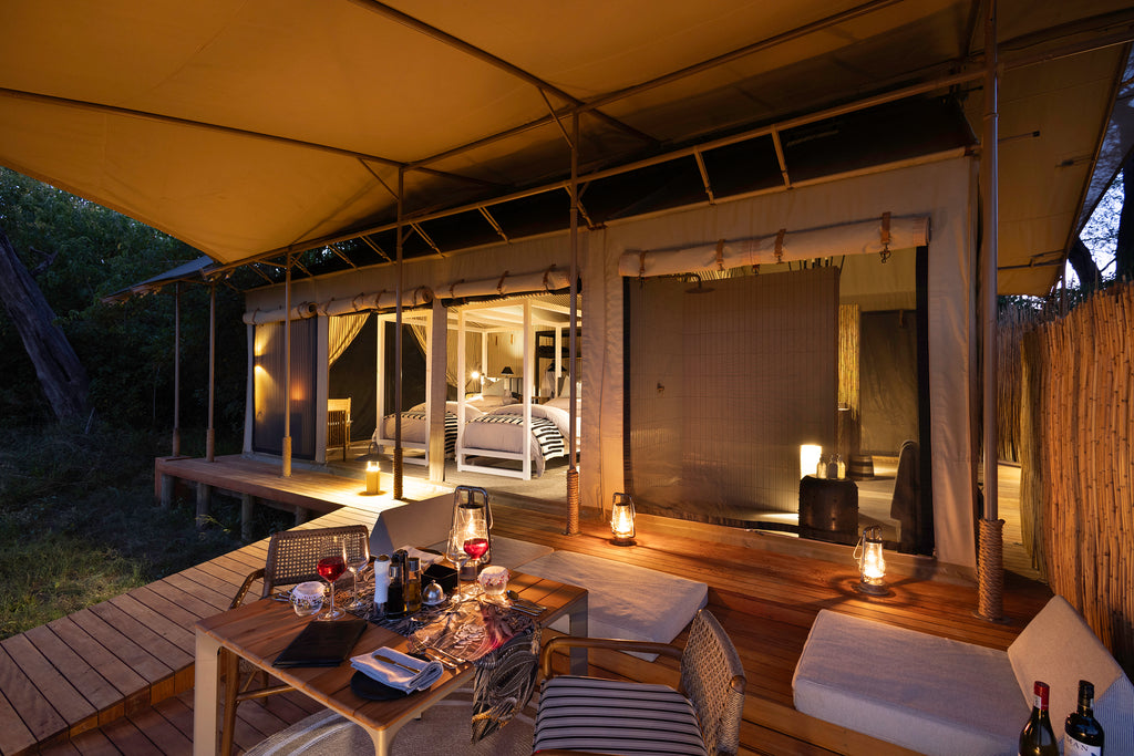 Luxury Tent by lamp light