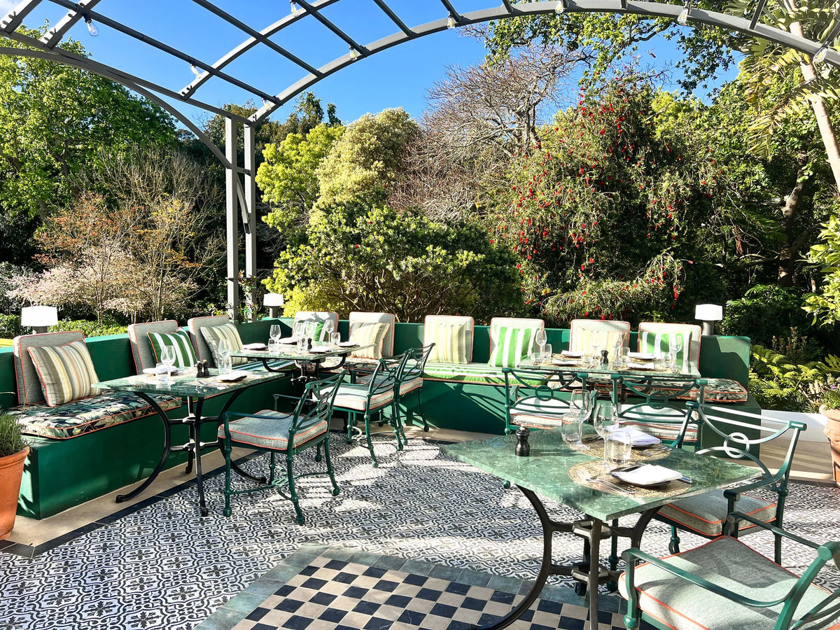 The Conservatory Terrace at The Cellars Hohenort, Cape Town, South Africa.