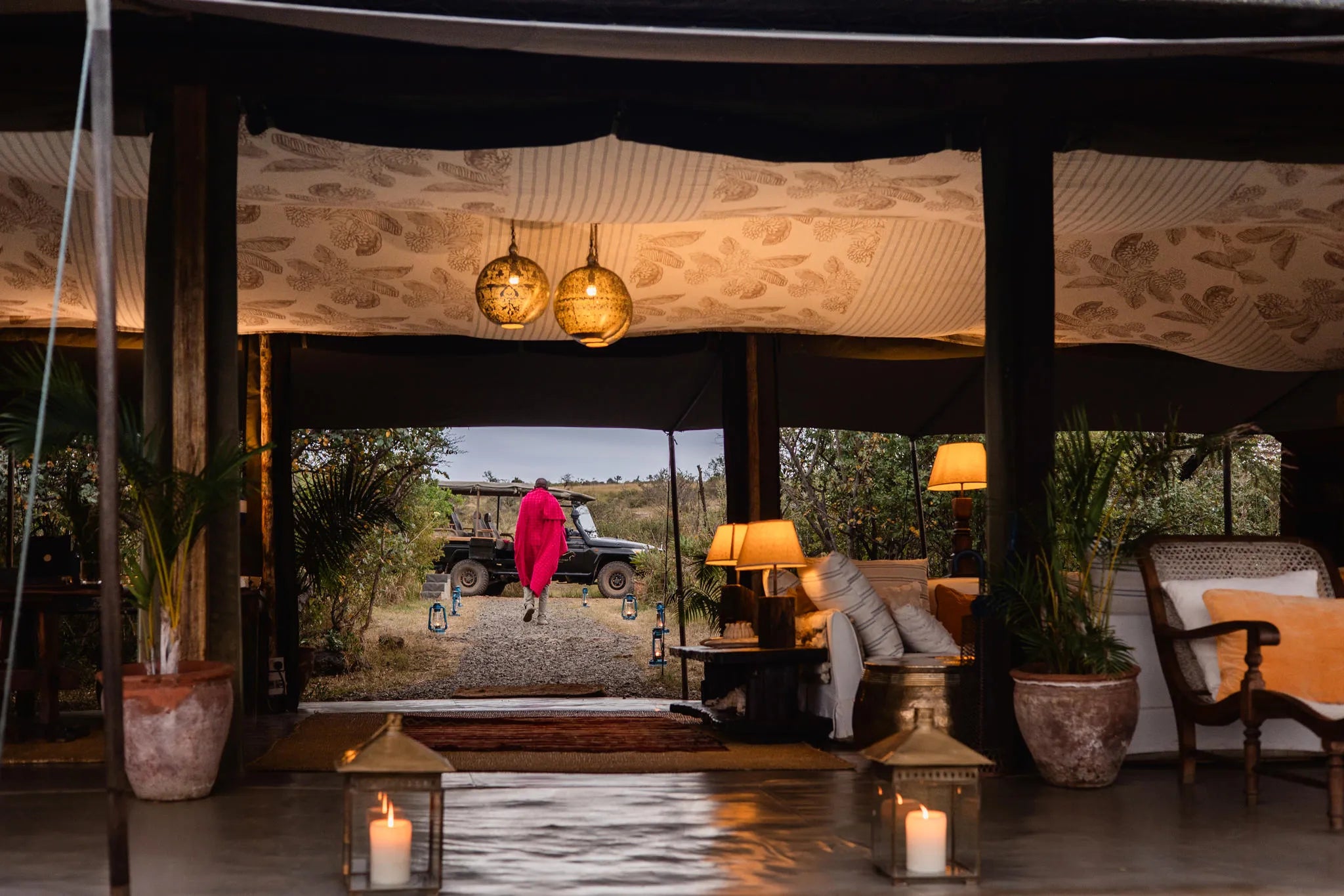 Reception Area at Hemingways River Camp Mara, Mara North Conservancy, Kenya.