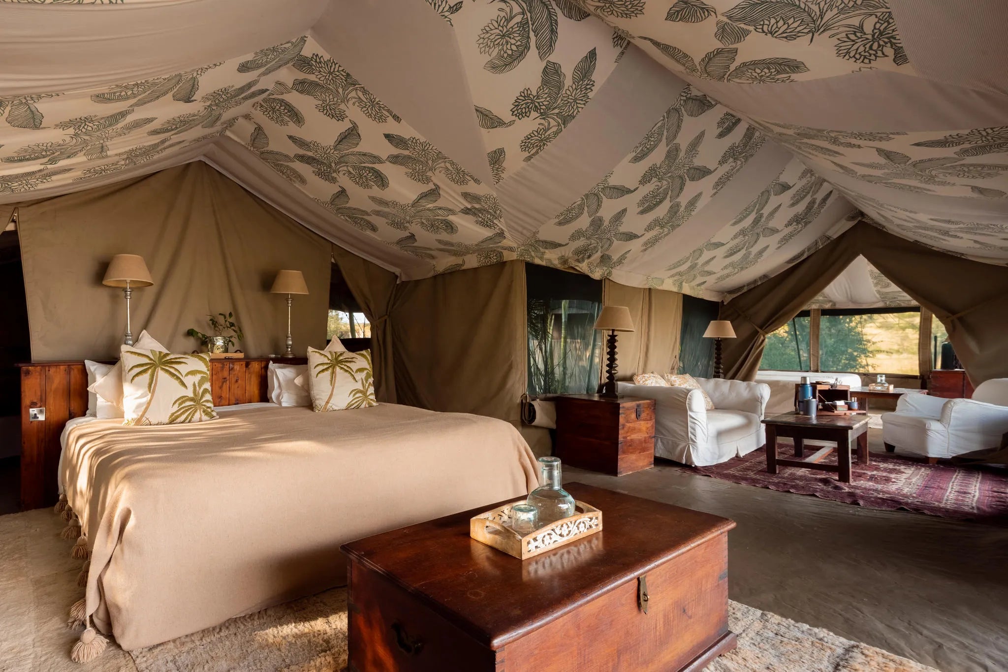 Family Tent Interior at Hemingways River Camp Mara, Mara North Conservancy, Kenya.
