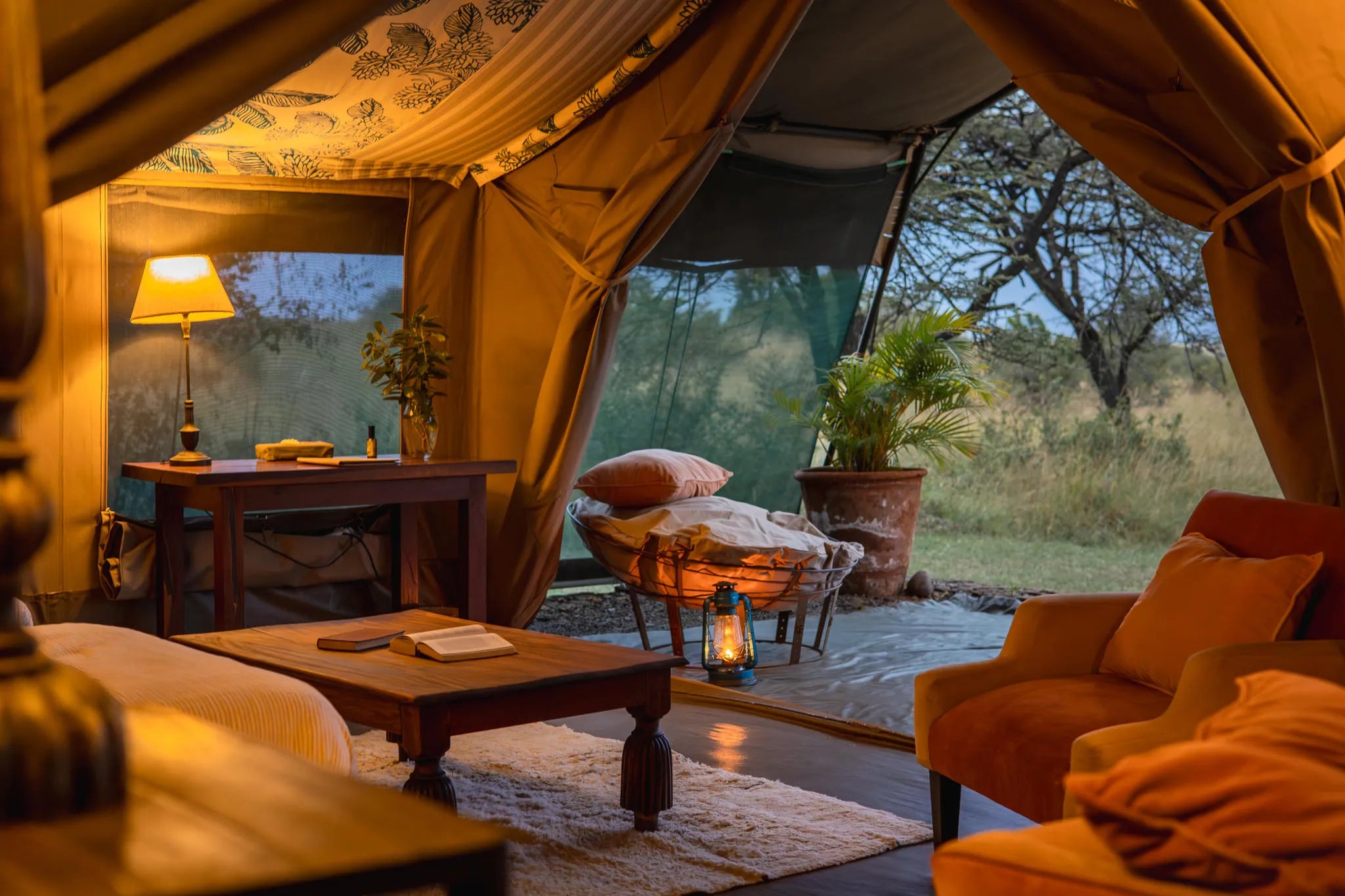 Family Tent Interior at Hemingways River Camp Mara, Mara North Conservancy, Kenya.