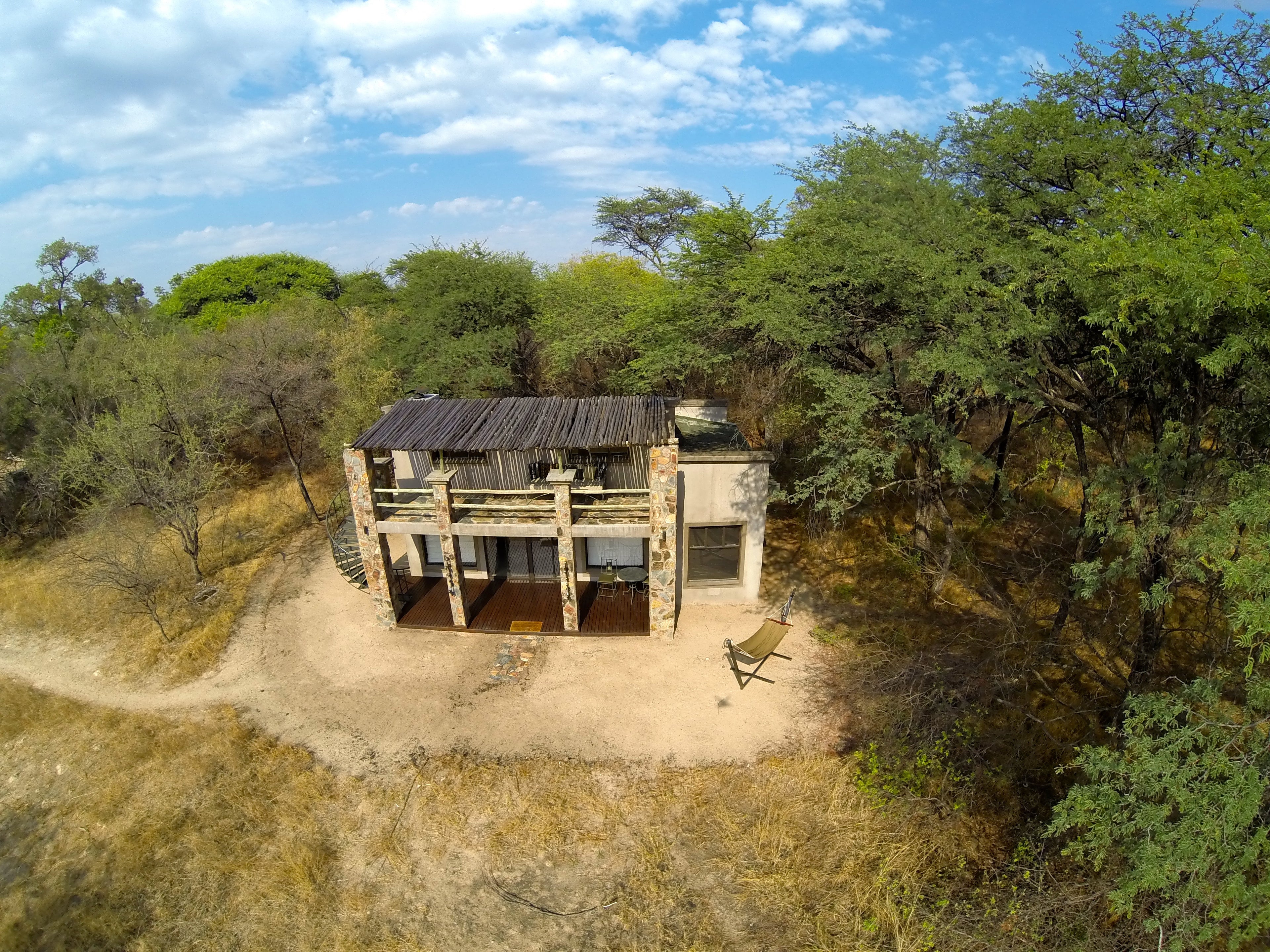 Aerial view of forest villa