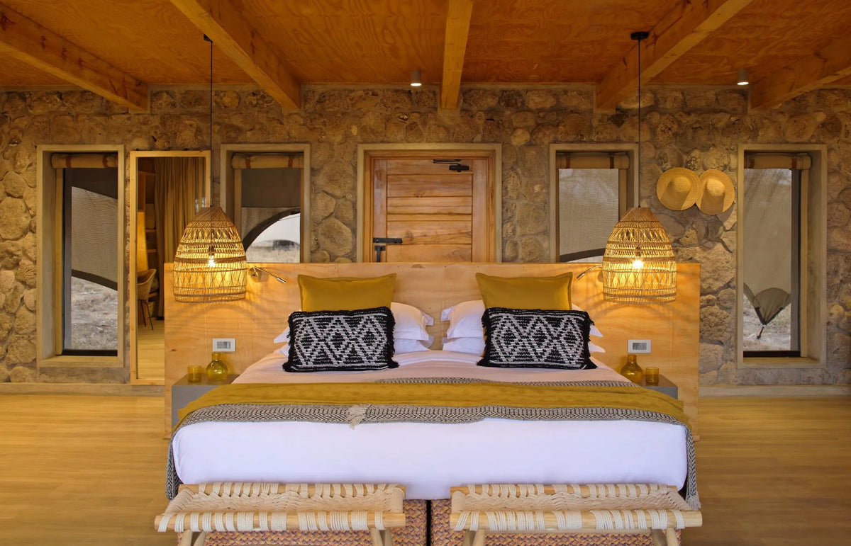 Namiri Plains - Bedroom at Namiri Plains Camp, Eastern Serengeti, Tanzania.