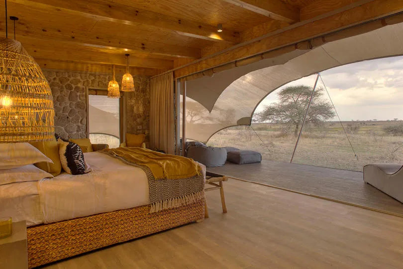 Namiri Plains - Tent Loooking out Towards the Plains at Namiri Plains Camp, Eastern Serengeti, Tanzania.