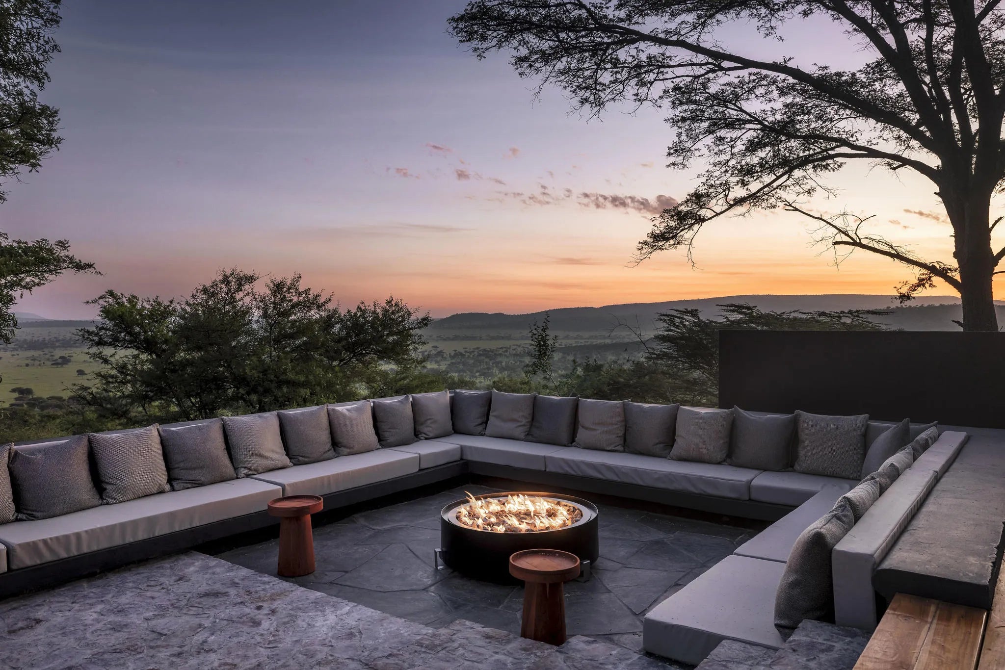 Fire Pit Kisimani Sunrise at Serengeti Explorer by Elewana Collection, Seronera, Tanzania.