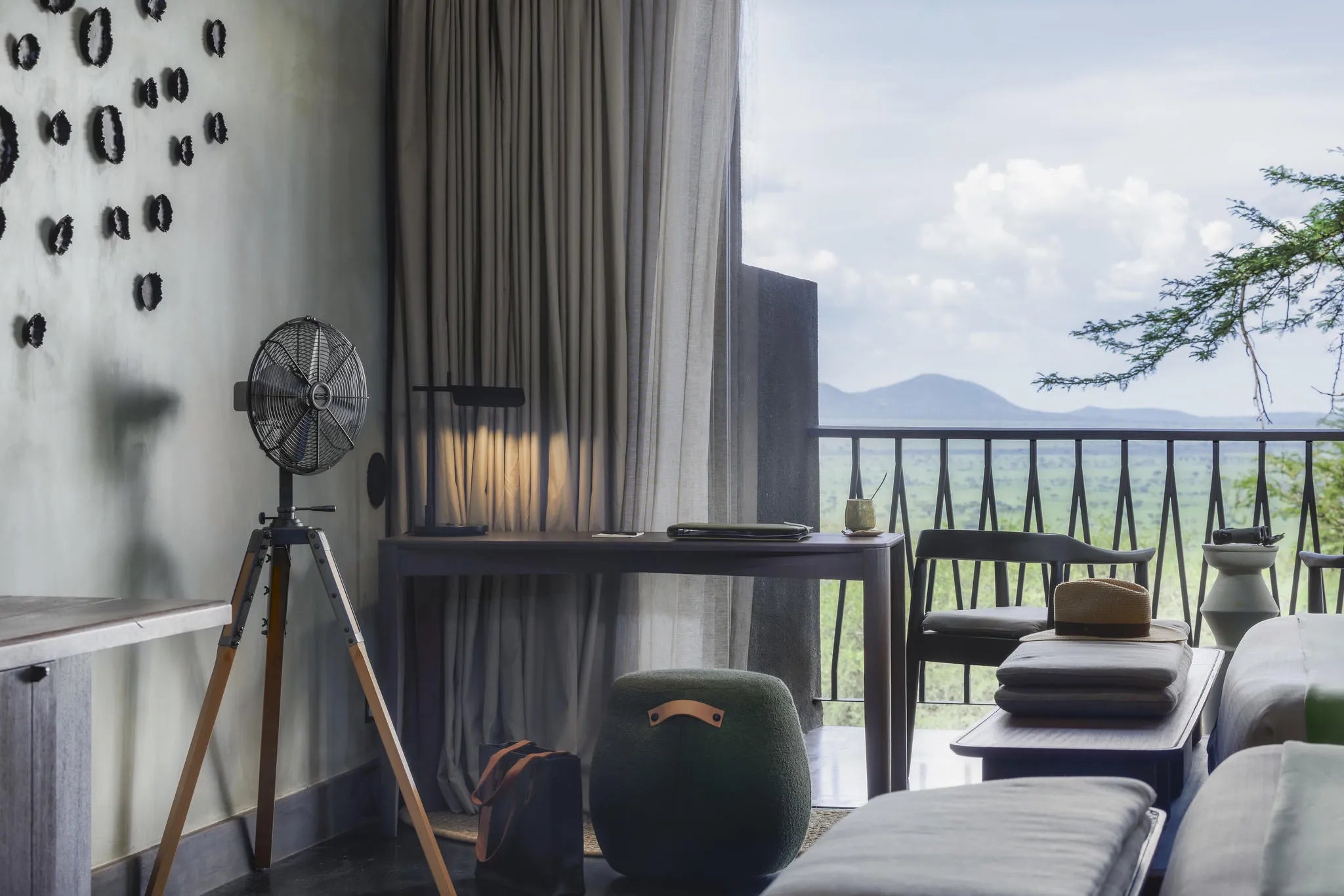 Twin Bedroom Desk & View at Serengeti Explorer by Elewana Collection, Seronera, Tanzania.
