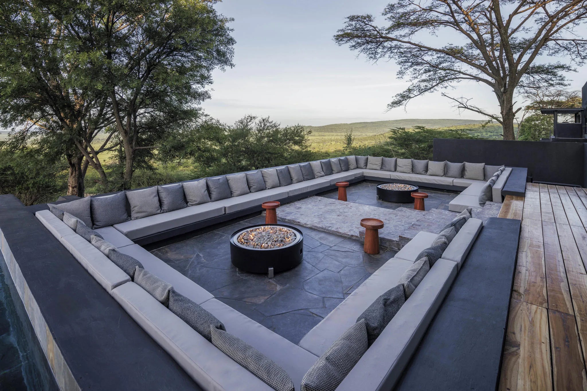Wide Fire Pit Sunset at Serengeti Explorer by Elewana Collection, Seronera, Tanzania.