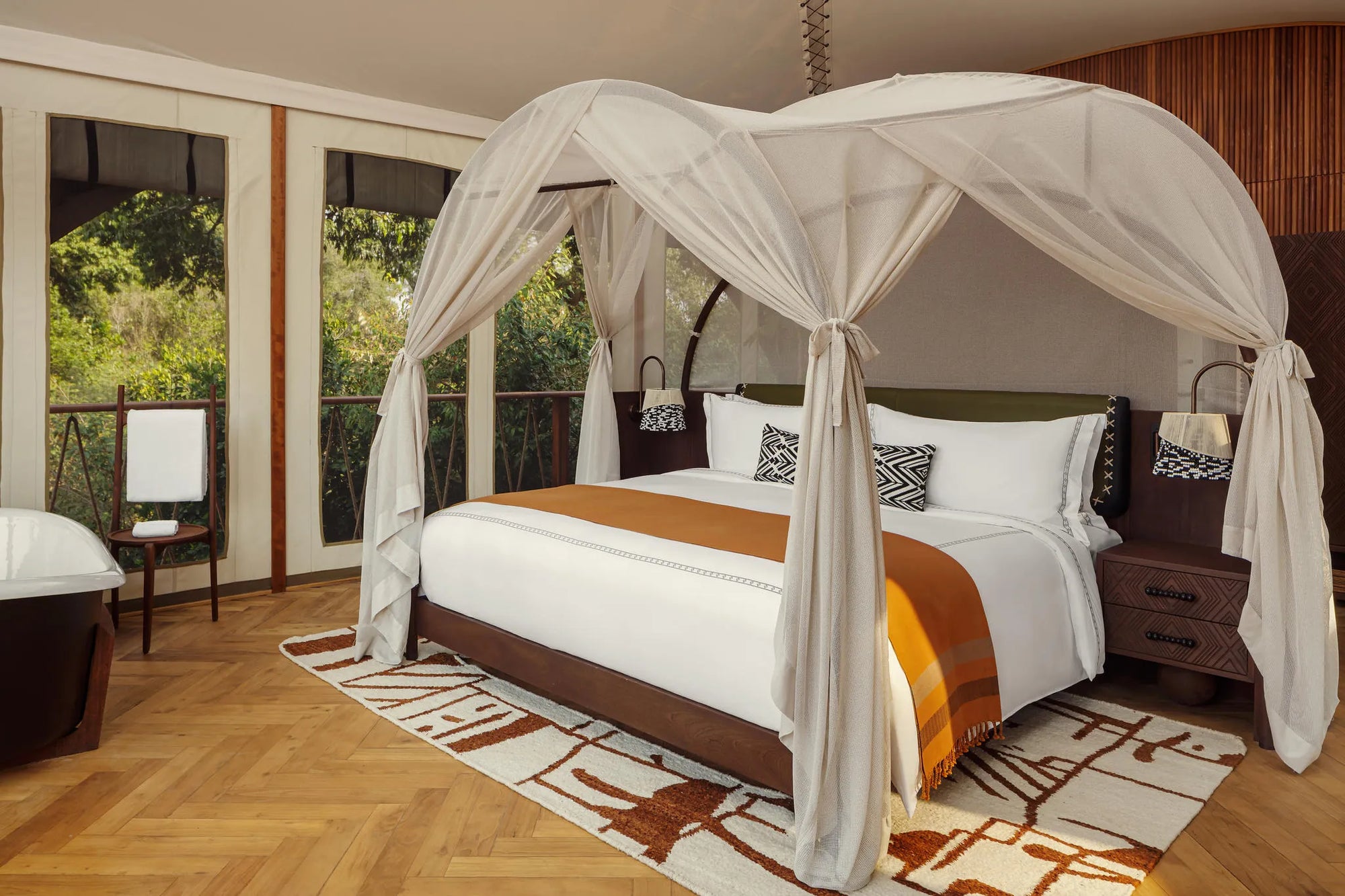 One-bedroom Interior at The Ritz-Carlton, Masai Mara Safari Camp, Masai Mara National Reserve, Kenya.