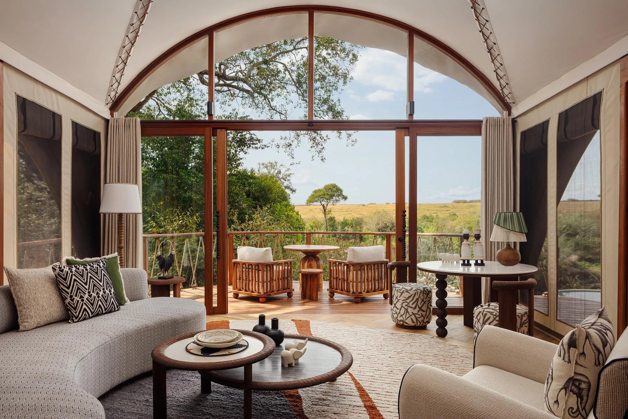 One-bedroom Living Room at The Ritz-Carlton, Masai Mara Safari Camp, Masai Mara National Reserve, Kenya.