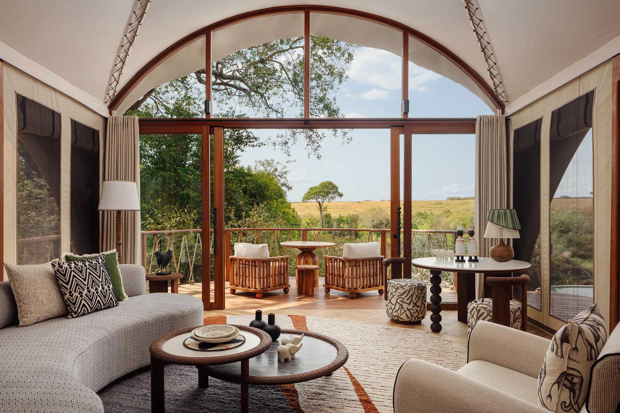 One-bedroom Living Room at The Ritz-Carlton, Masai Mara Safari Camp, Masai Mara National Reserve, Kenya.