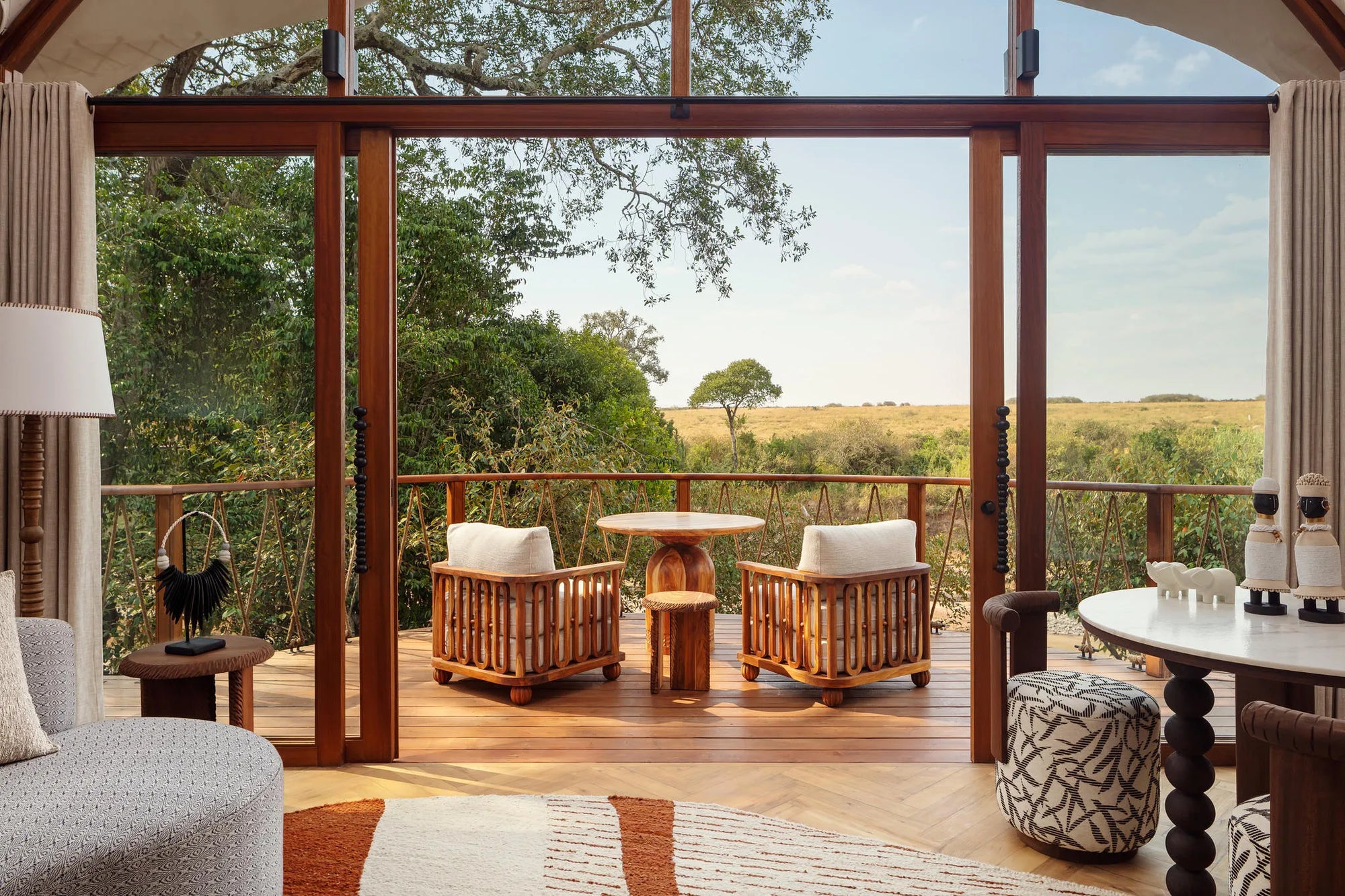 One-bedroom Living Room View at The Ritz-Carlton, Masai Mara Safari Camp, Masai Mara National Reserve, Kenya.