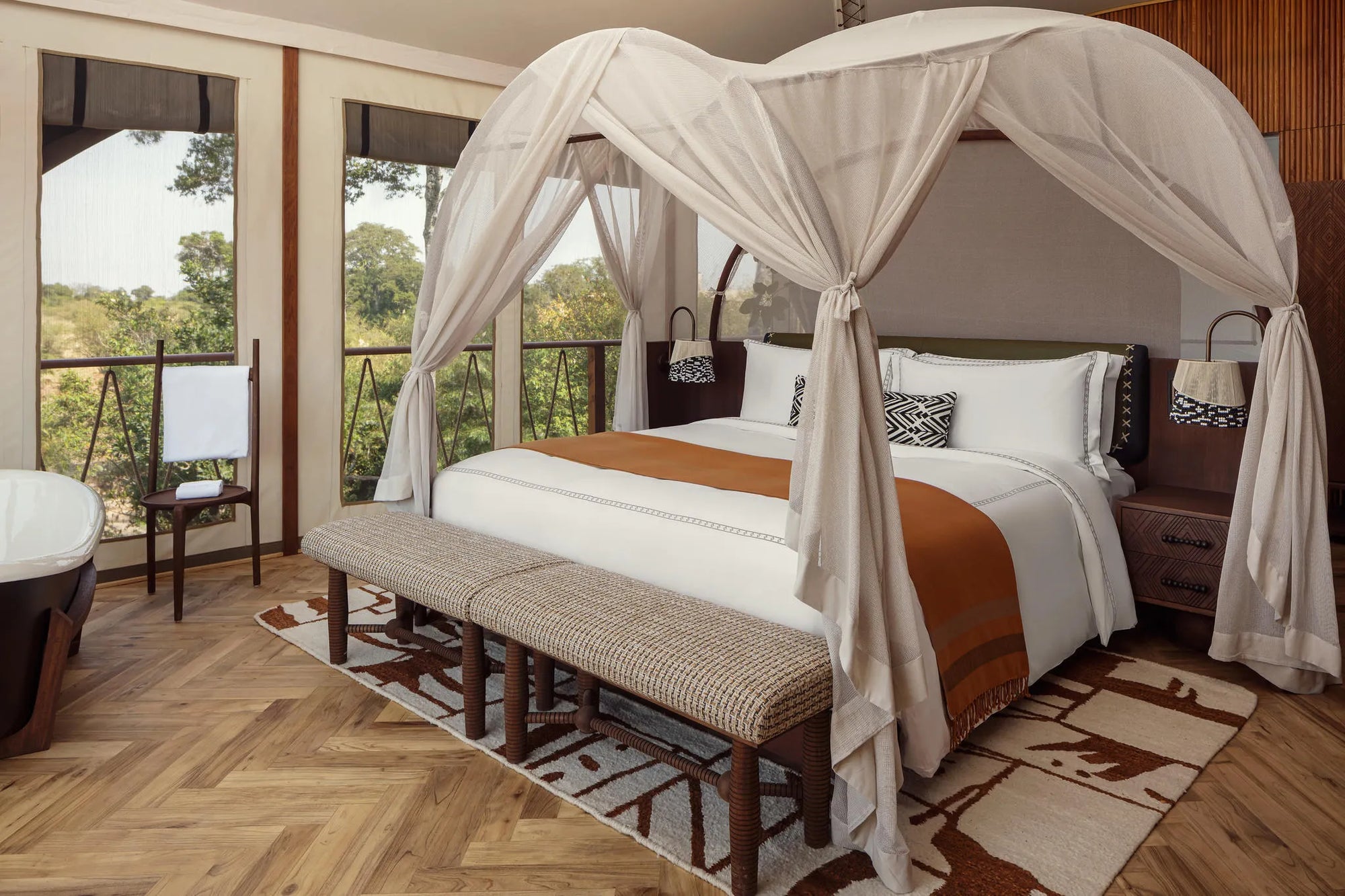 Presidential Suite Room at The Ritz-Carlton, Masai Mara Safari Camp, Masai Mara National Reserve, Kenya.