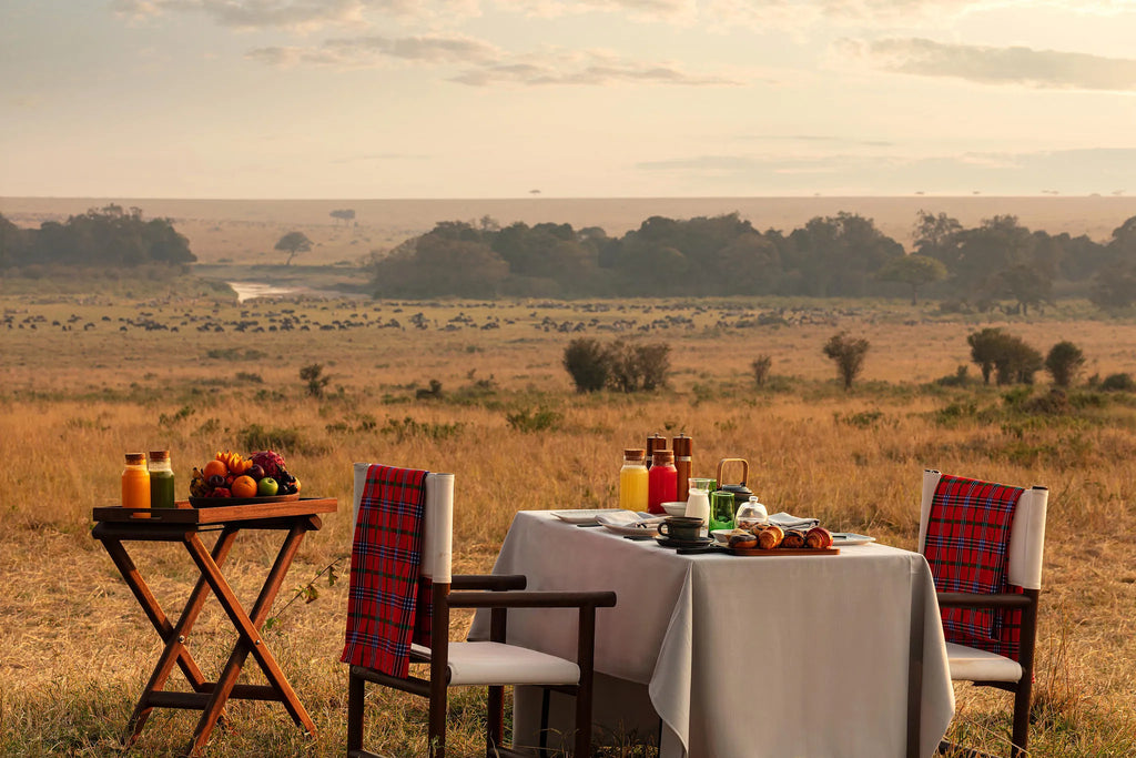 Bush Breakfast at The Ritz-Carlton, Masai Mara Safari Camp, Masai Mara National Reserve, Kenya.