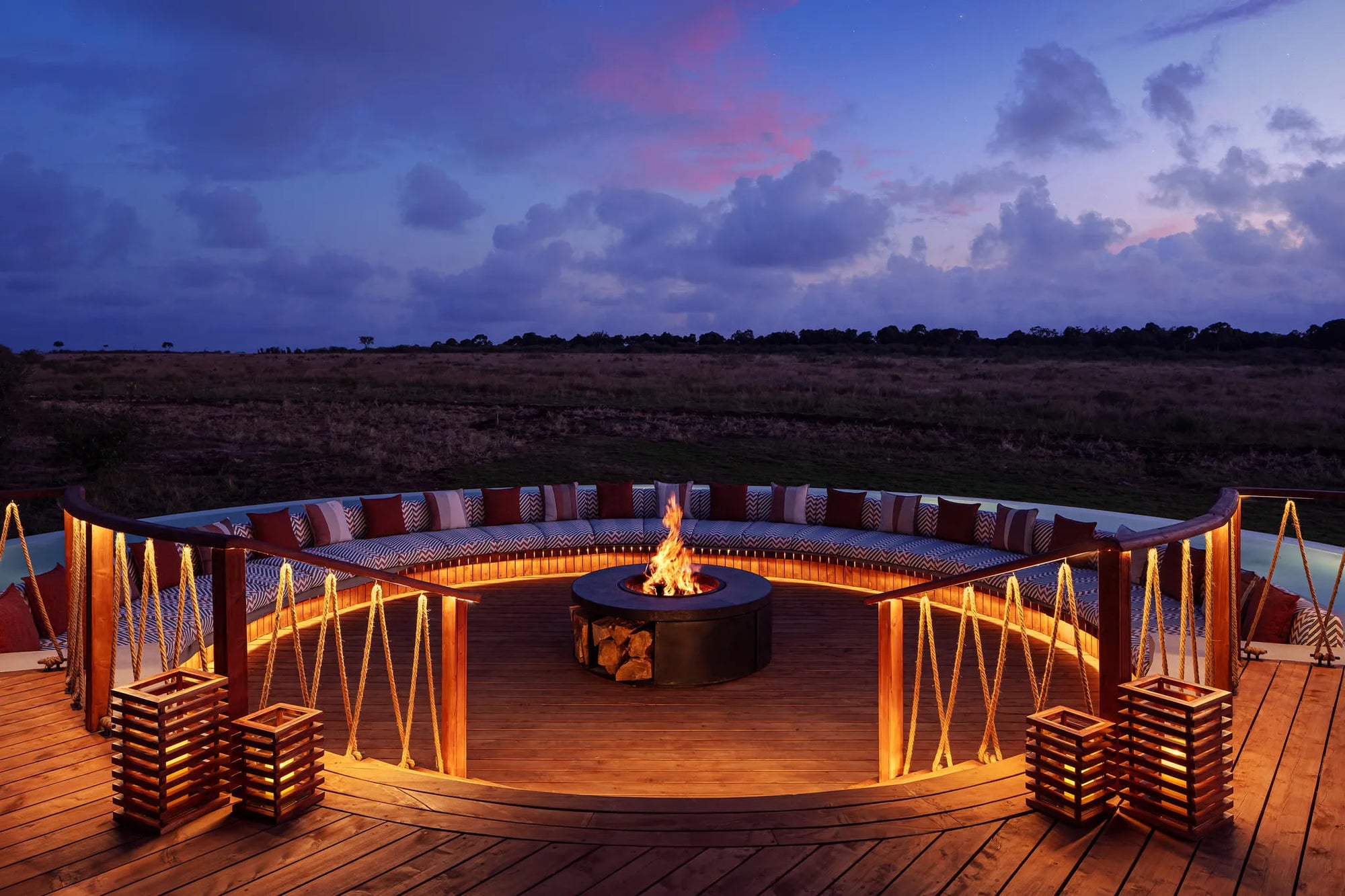 Canopy Firepit at The Ritz-Carlton, Masai Mara Safari Camp, Masai Mara National Reserve, Kenya.