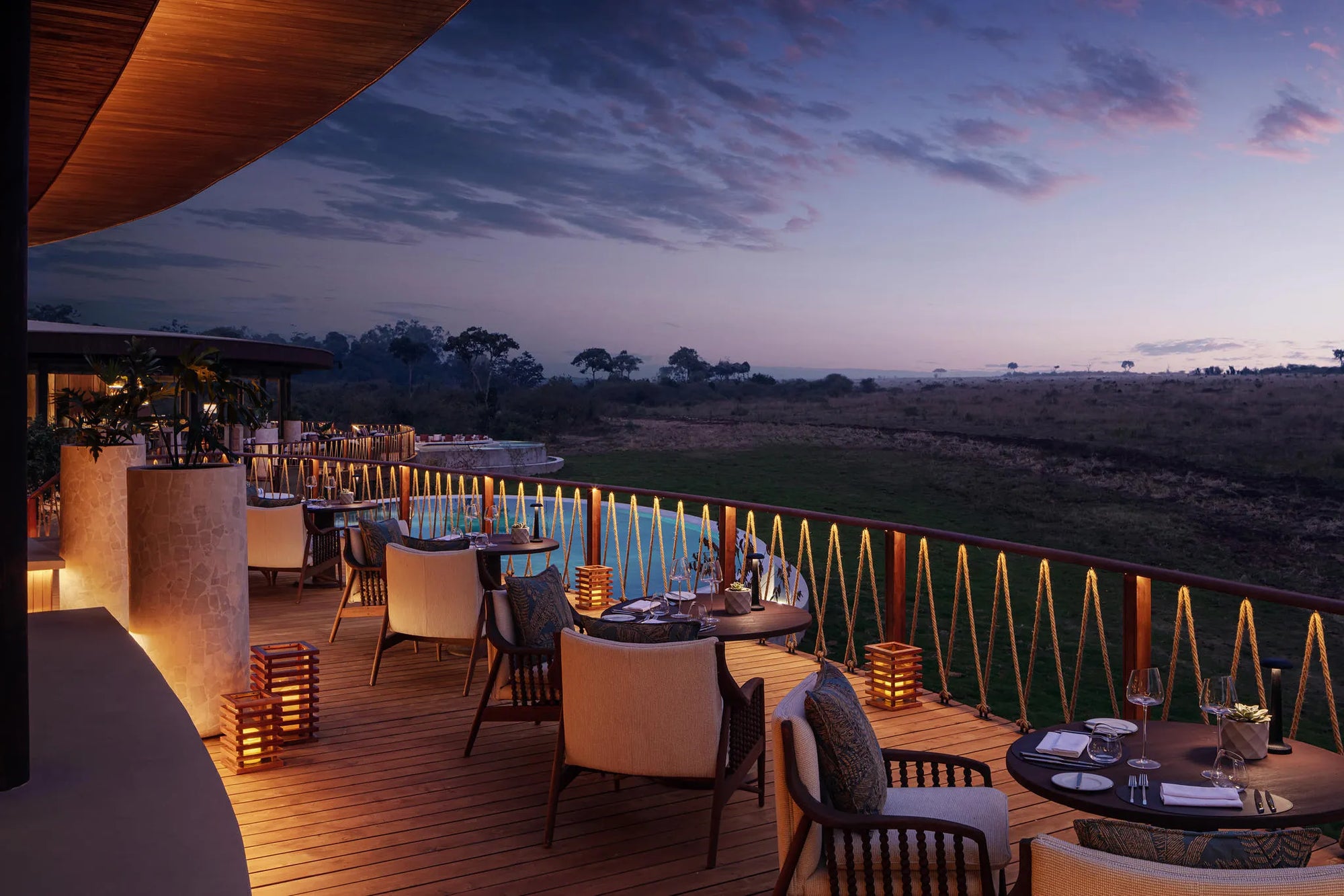 Nest Deck at The Ritz-Carlton, Masai Mara Safari Camp, Masai Mara National Reserve, Kenya.