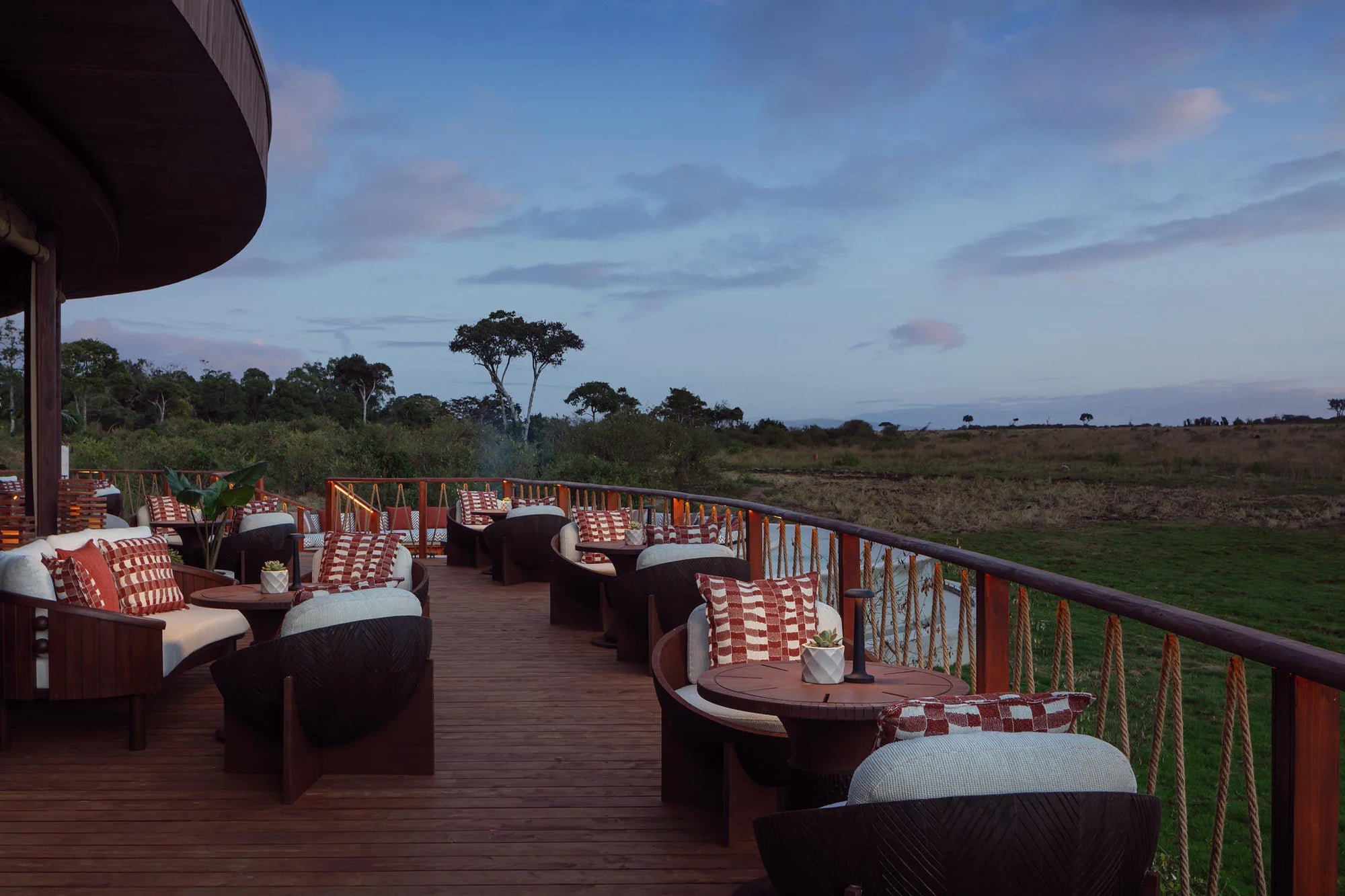 Canopy Bar Deck at The Ritz-Carlton, Masai Mara Safari Camp, Masai Mara National Reserve, Kenya.