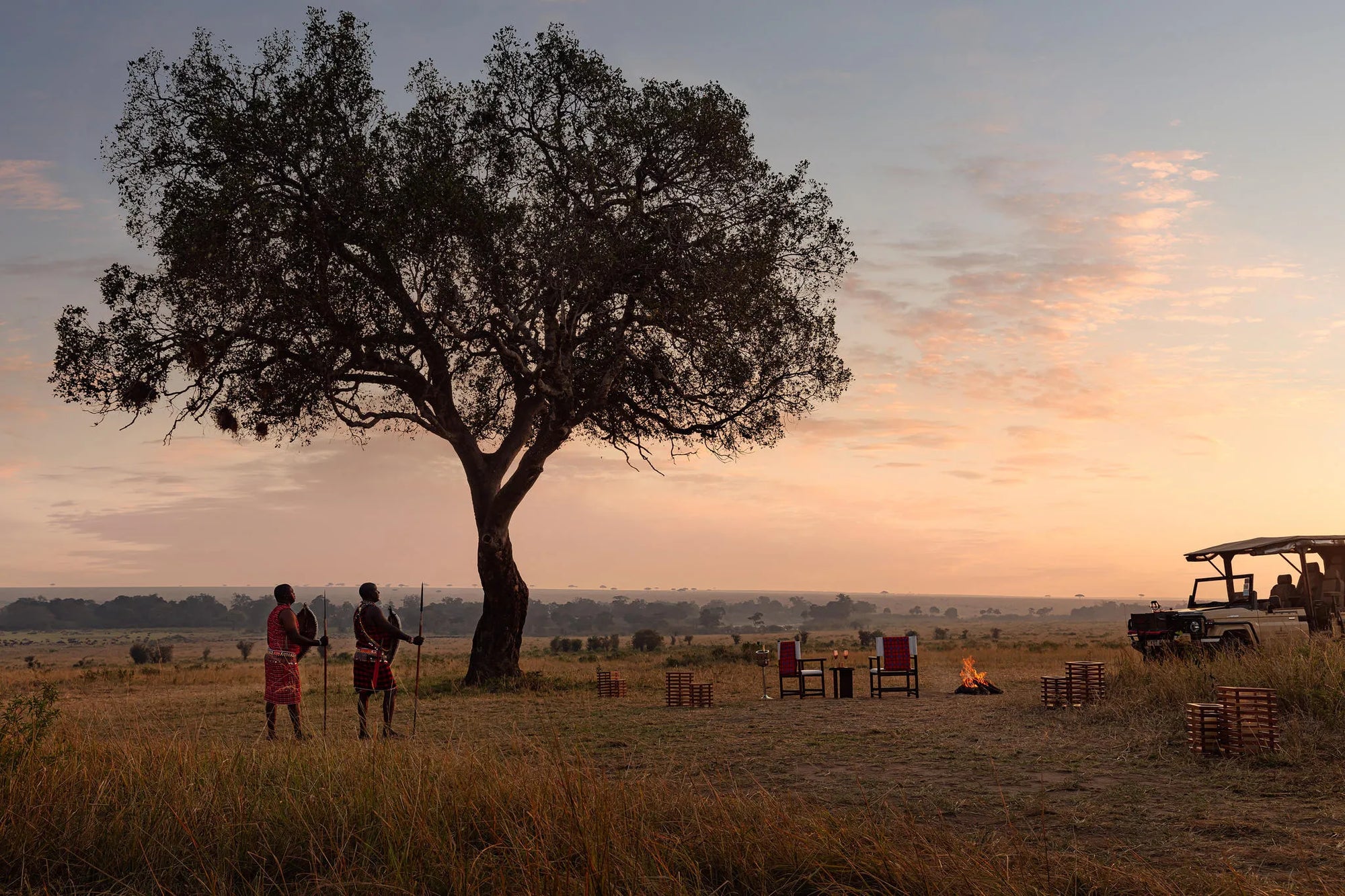 Sundowner at The Ritz-Carlton, Masai Mara Safari Camp, Masai Mara National Reserve, Kenya.