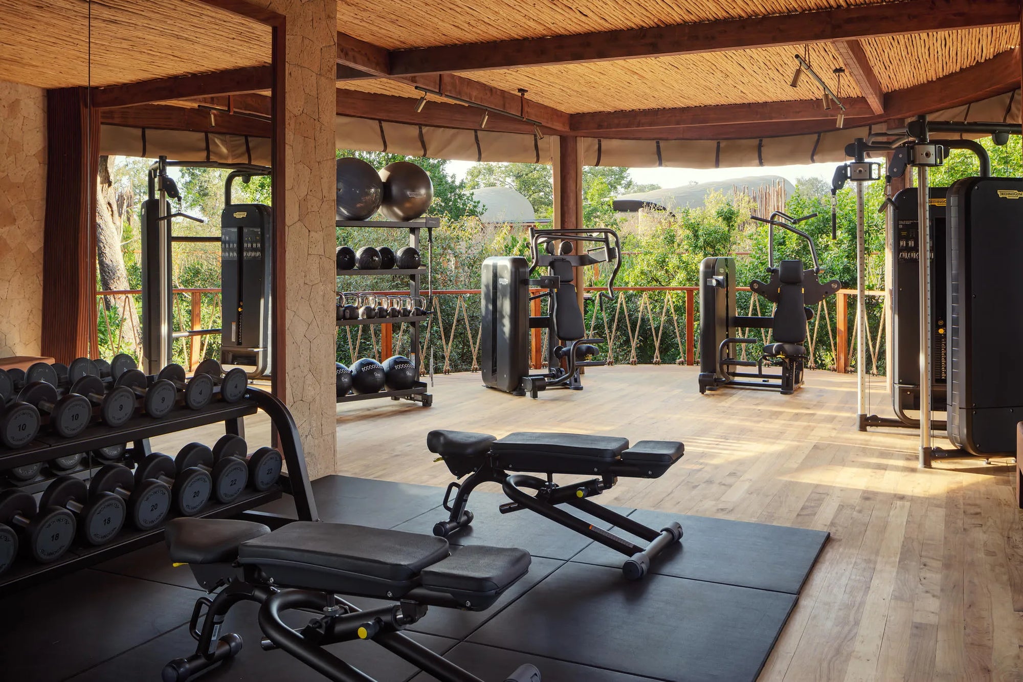 Gym at The Ritz-Carlton, Masai Mara Safari Camp, Masai Mara National Reserve, Kenya.