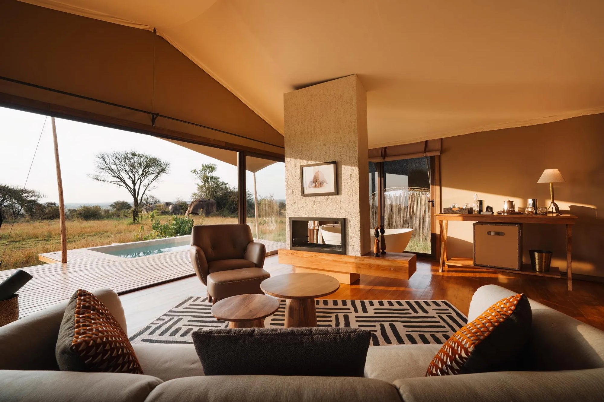 Luxury tented suite at The Wilderness Collection - Warangi Ridge , Central Serengeti, Tanzania.