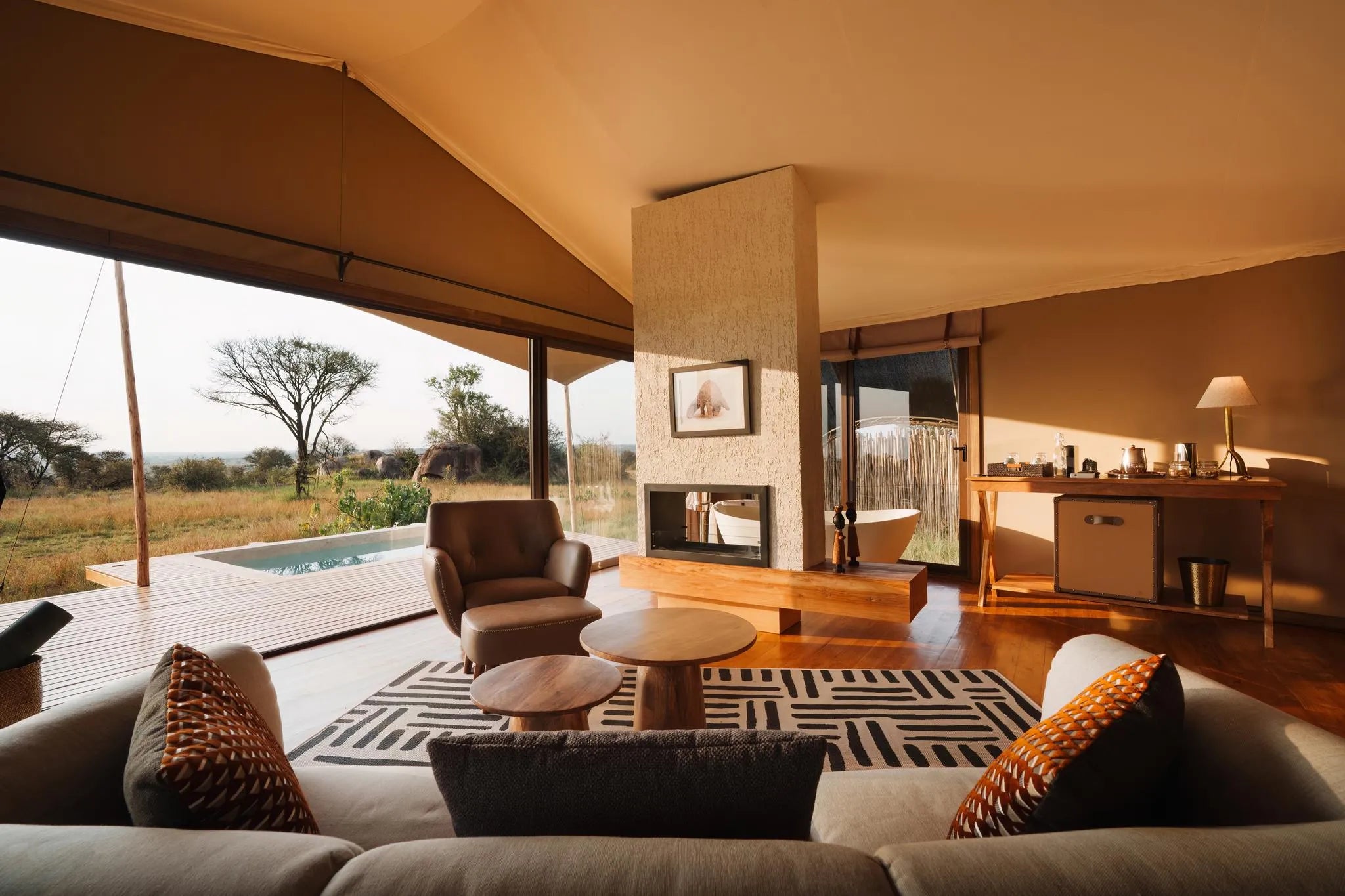Luxury tented suite at The Wilderness Collection - Warangi Ridge , Central Serengeti, Tanzania.