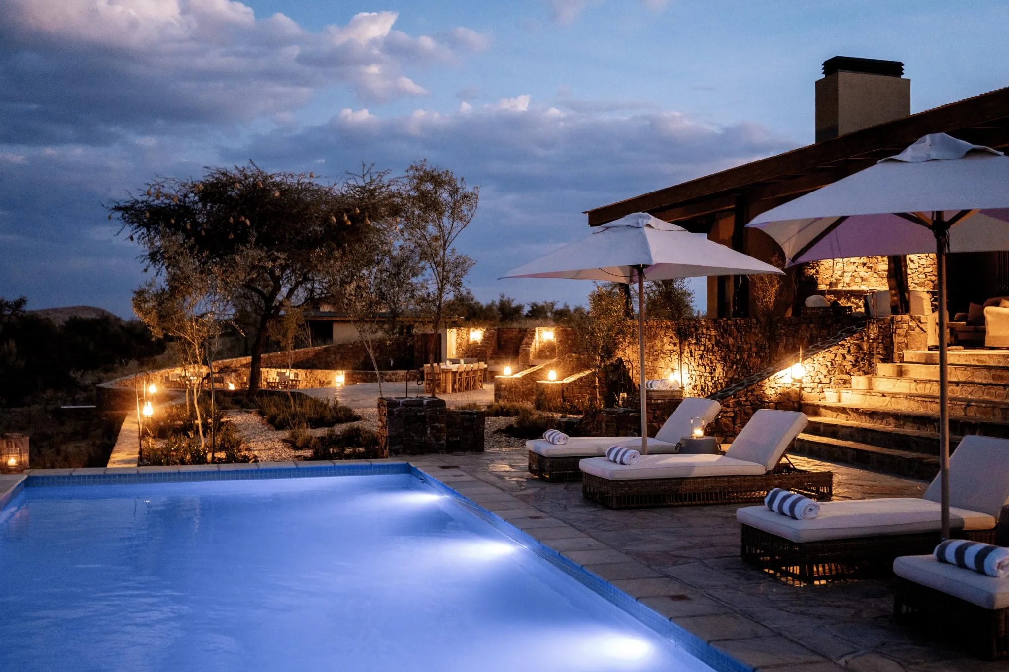 Swimmingpool at Waldeck Namibia, Khomas Hochland, Namibia.