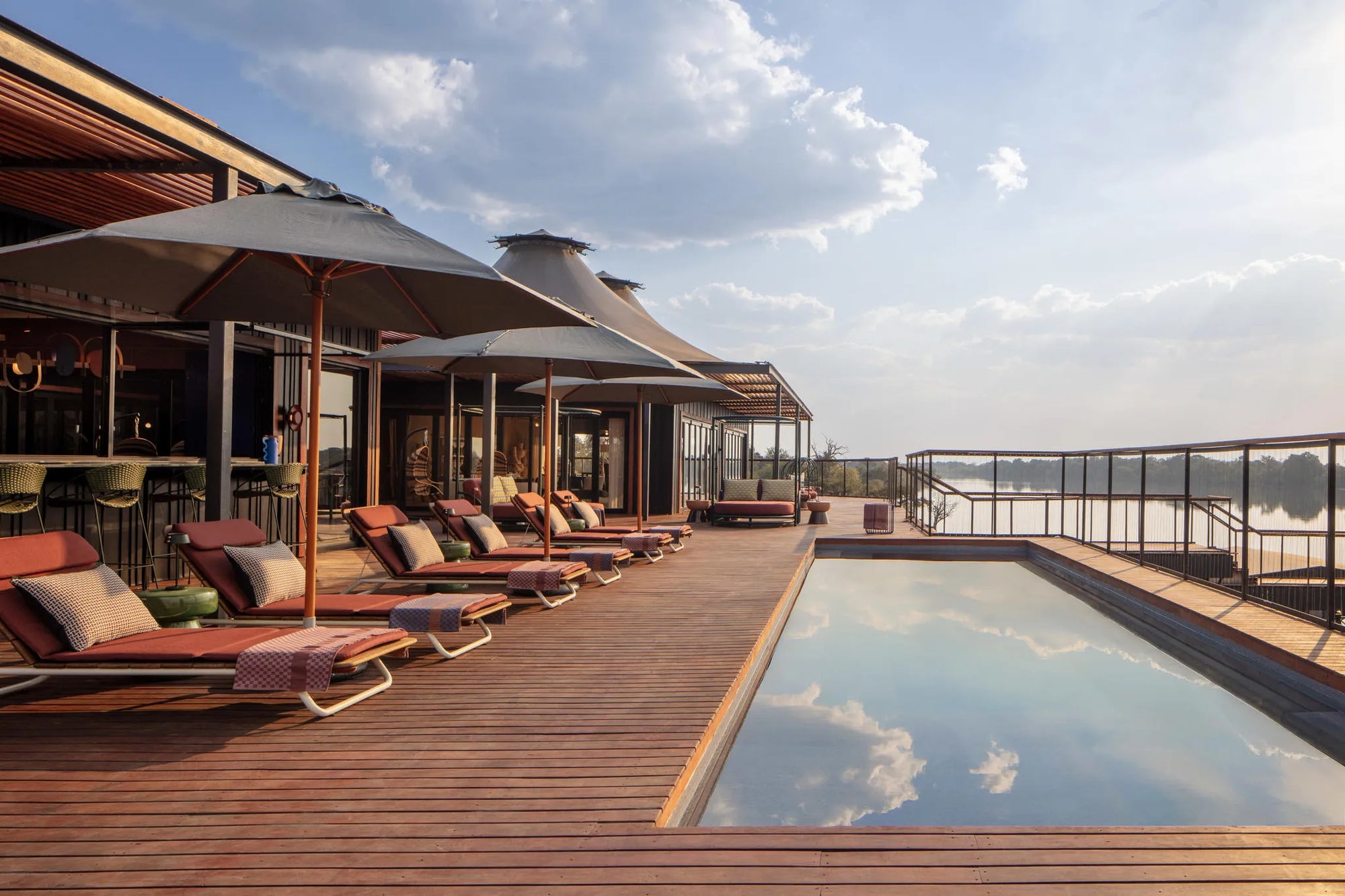 Main Pool at Anantara Tented Camp Kafue River, Musekese Concession, Zambia.