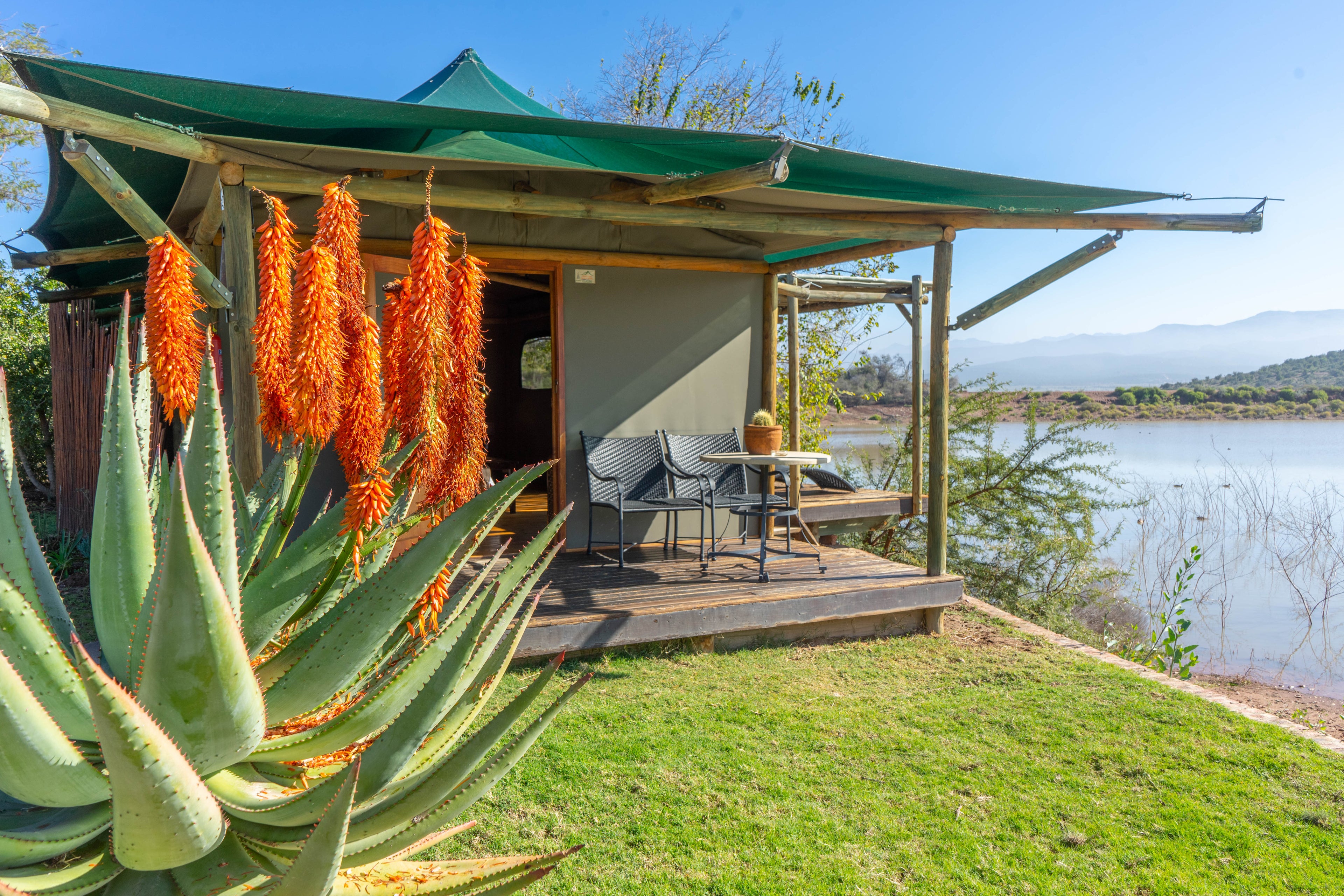 Waterhole Luxury Tents with view