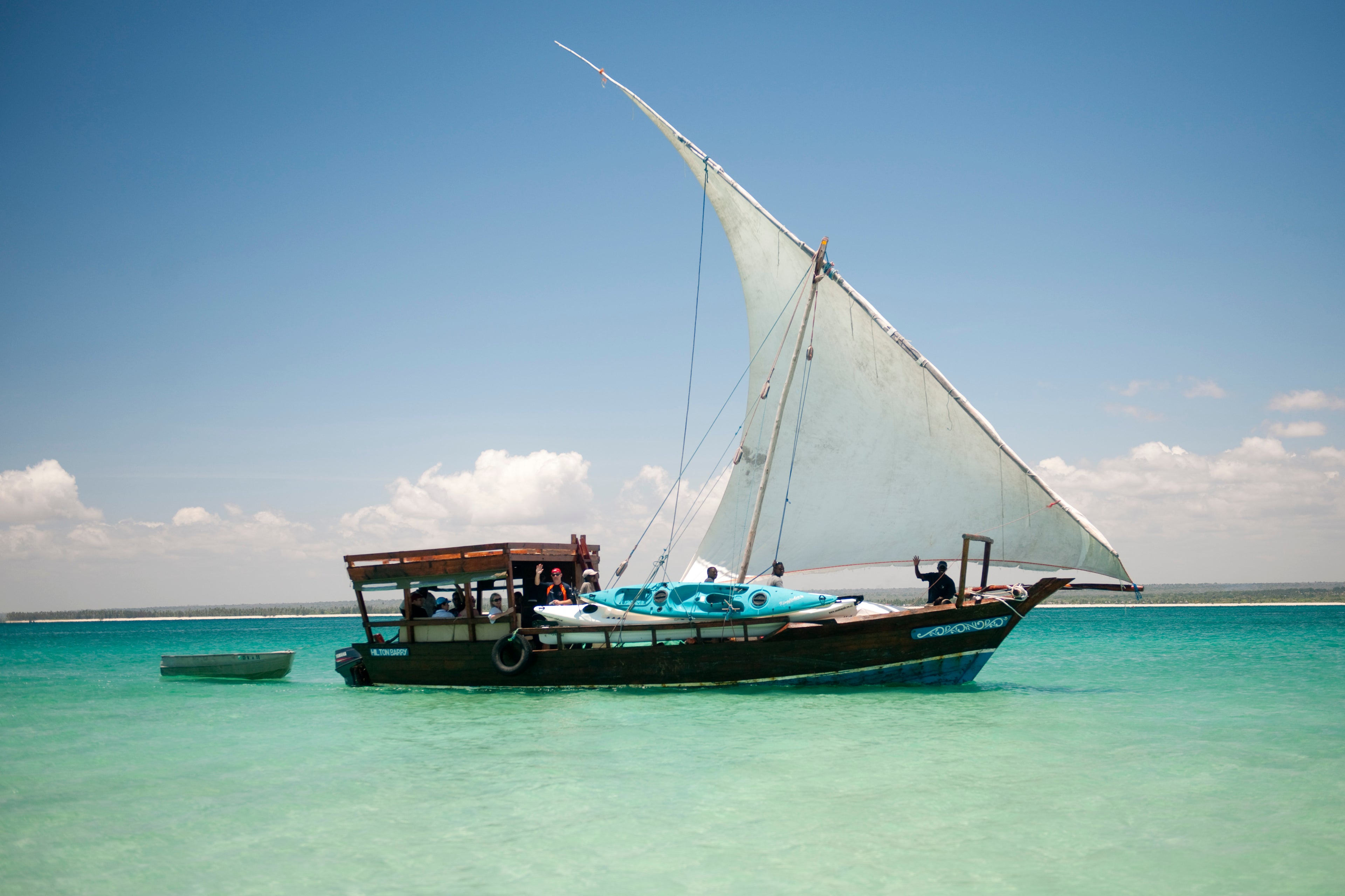 Traditional Arab Dhow with Kayaks on board