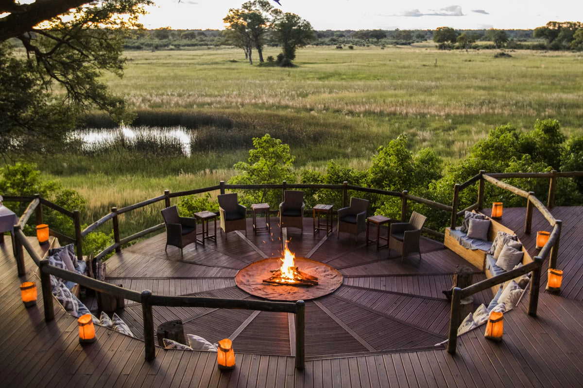 Nambwa Tented Lodge Deck at Nambwa Tented Lodge, Bwabwata National Park, Namibia.