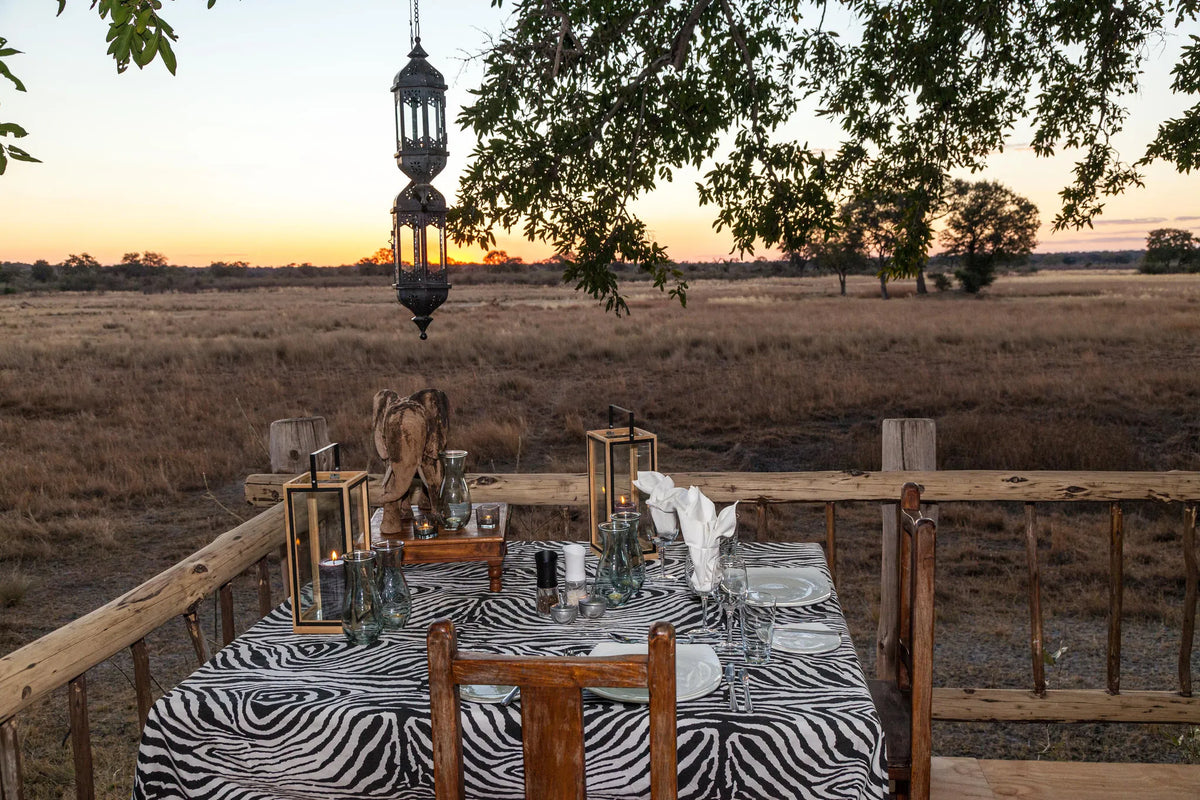 Nambwa Private Deck Dinner at Nambwa Tented Lodge, Bwabwata National Park, Namibia.