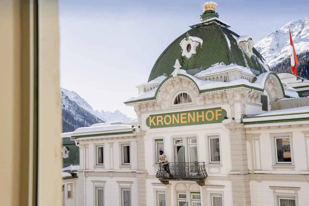 Exterior Winter at Grand Hotel Kronenhof, Pontresina, Switzerland.