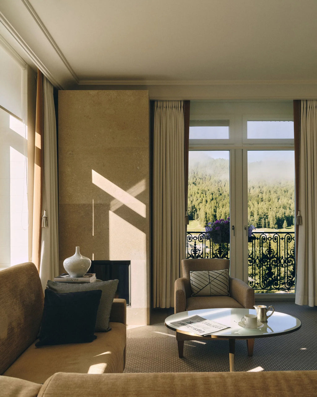Fireplace Suite at Grand Hotel Kronenhof, Pontresina, Switzerland.