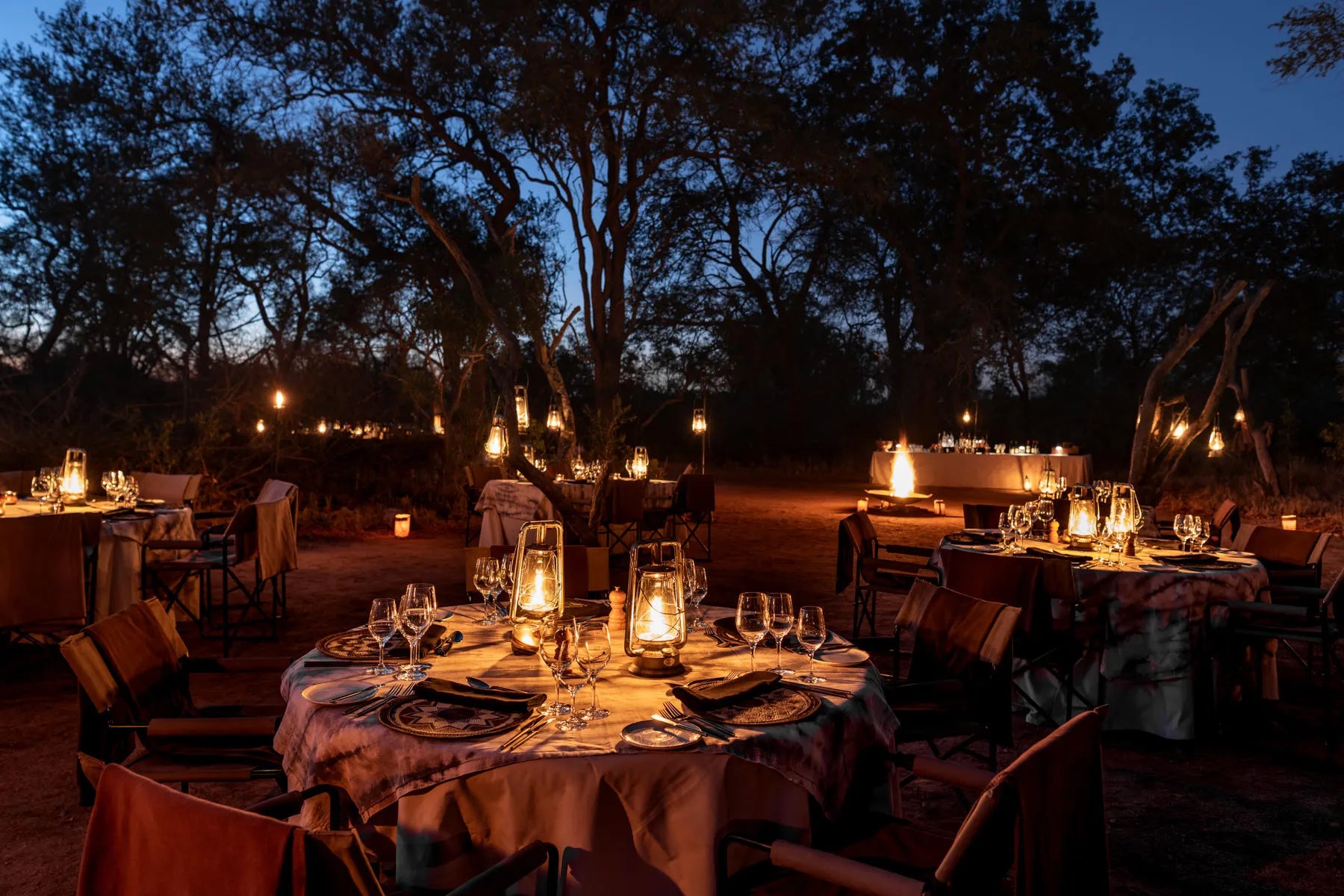 Singita Ebony Lodge Bush Dinner at Singita Ebony Lodge, Sabi Sand Nature Reserve, South Africa.